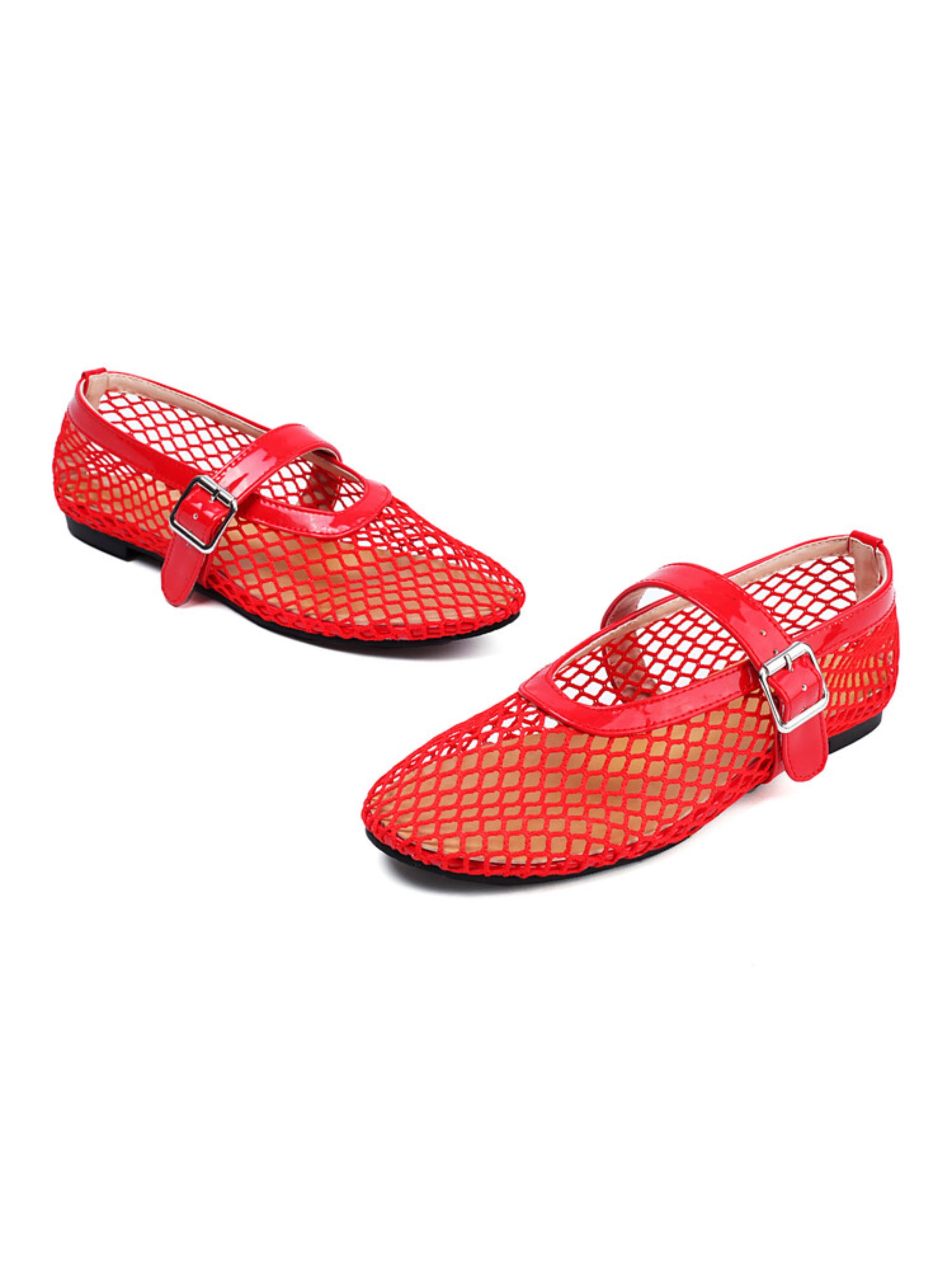 Breathable Flats with Chic Strap Red Sandals for Women