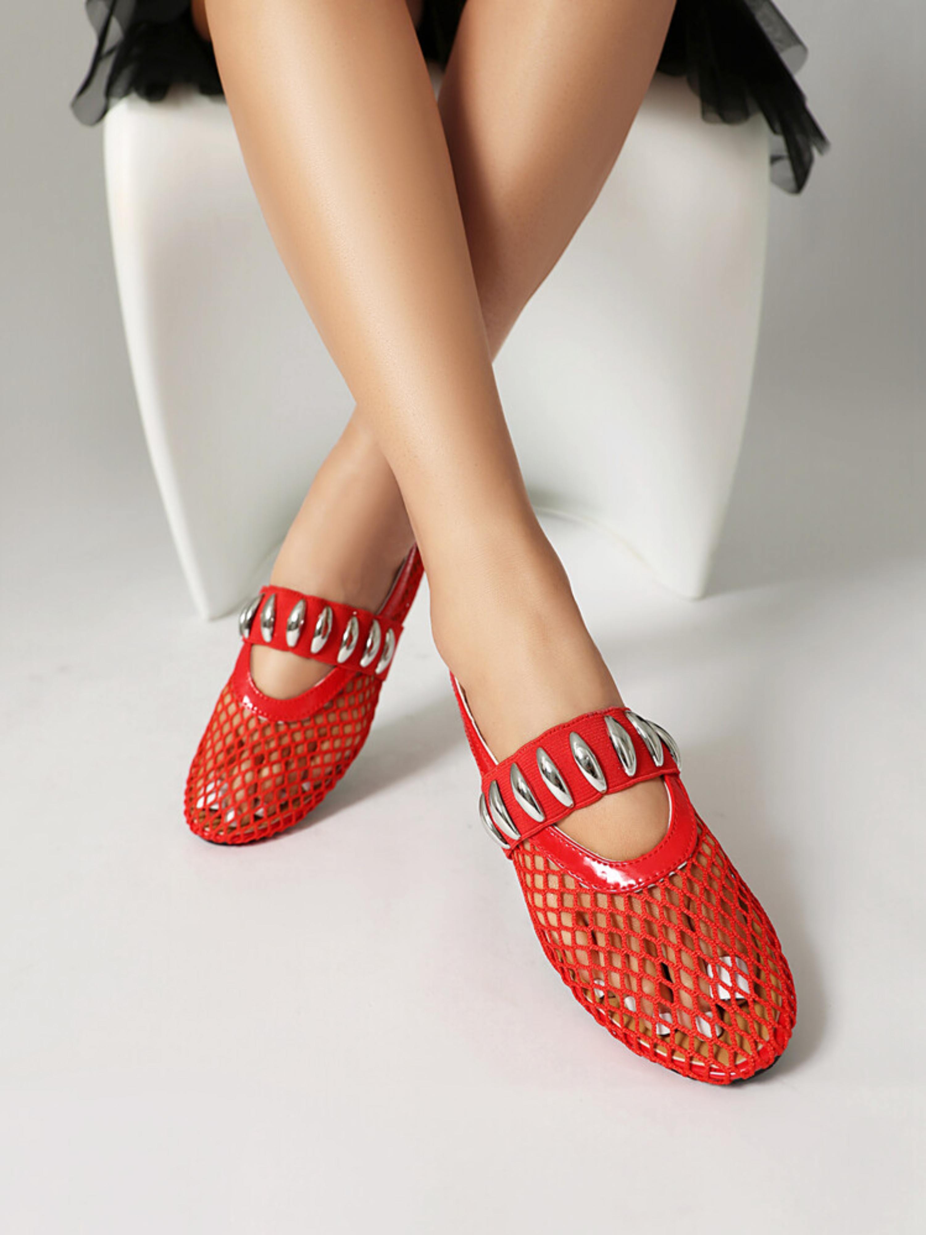 Crimson Charm Slip-On Flat Sandals Women