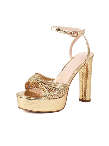 Gold Ankle Strap Open Toe Heel Sandals for Women