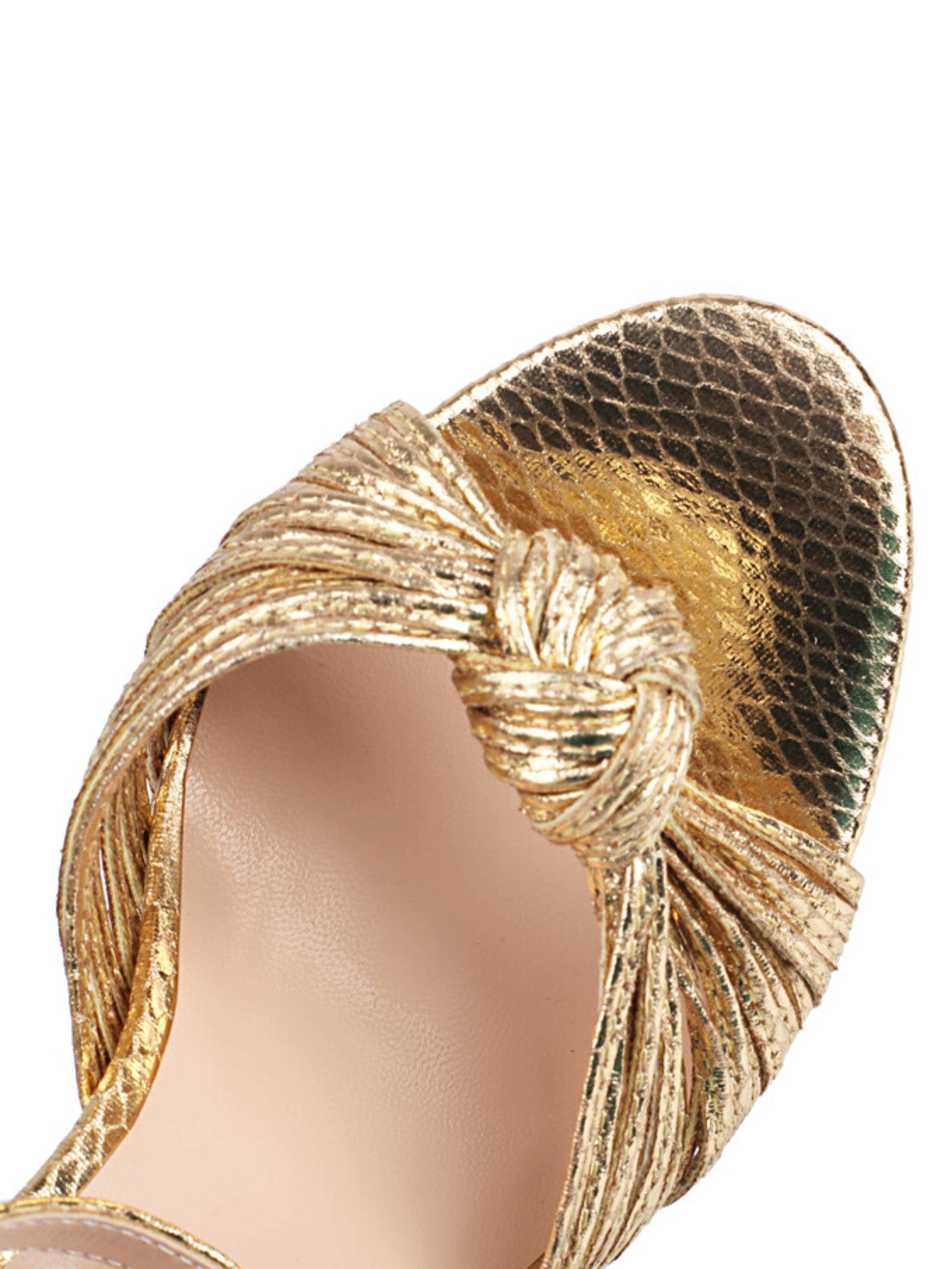 Gold Ankle Strap Open Toe Heel Sandals for Women