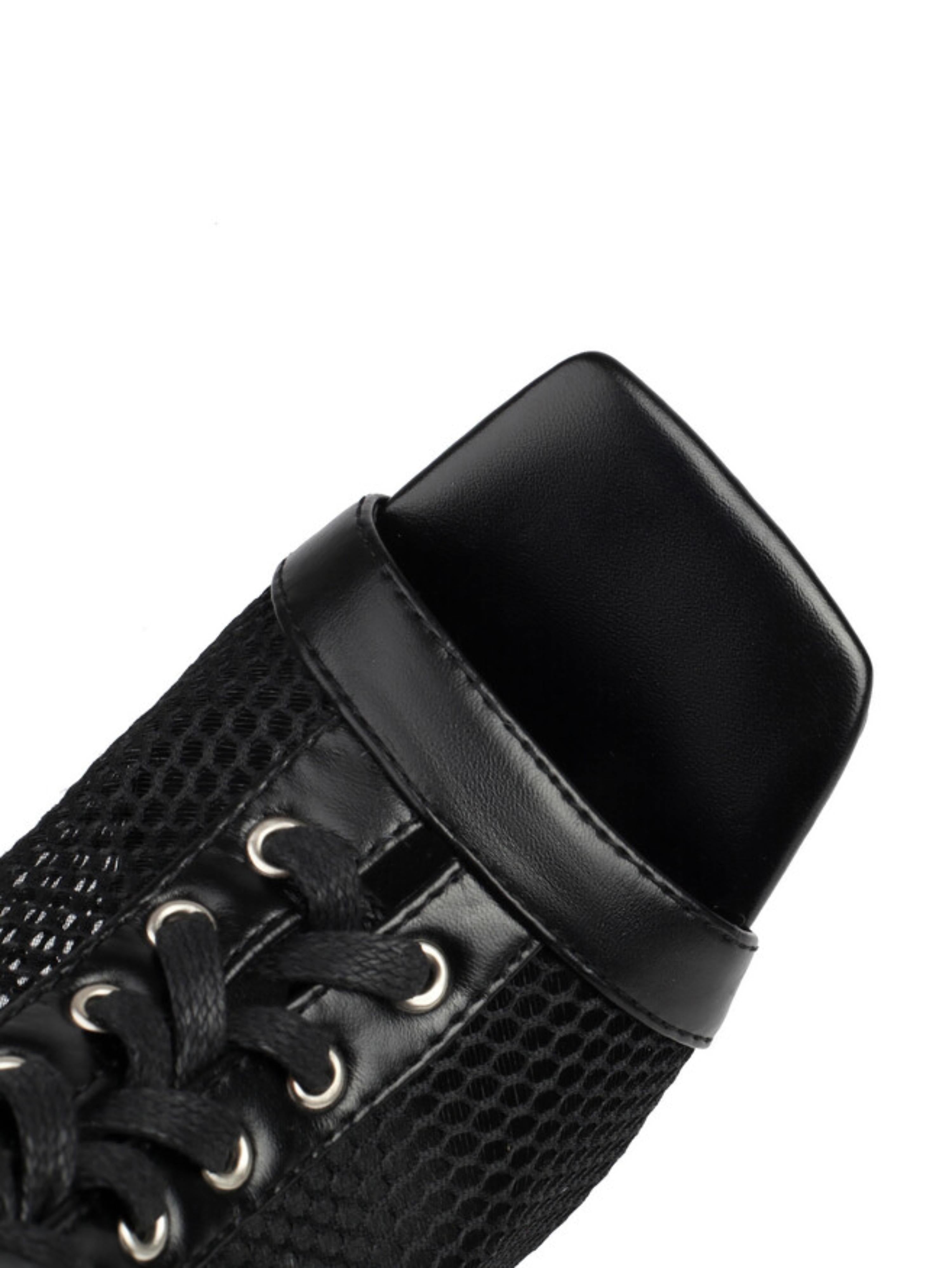 Black Fishnet Ankle Bootie Women's Sandals