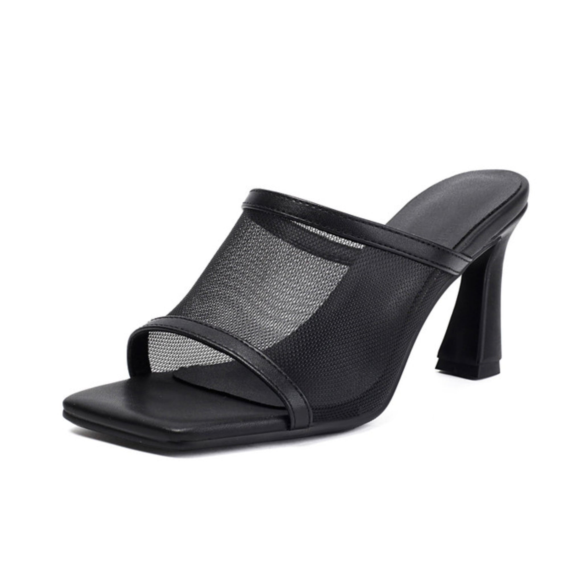 Chic Evening Women Black Sandals with Breathable Mesh Strap