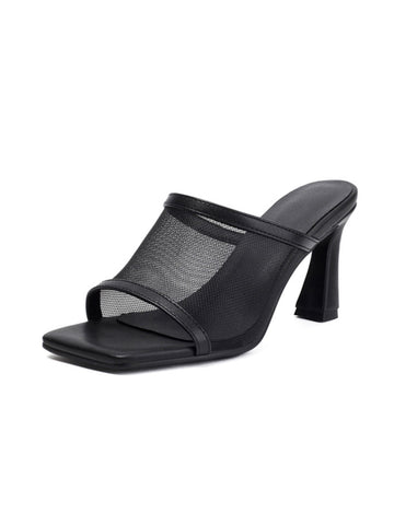 Chic Evening Women Black Sandals with Breathable Mesh Strap