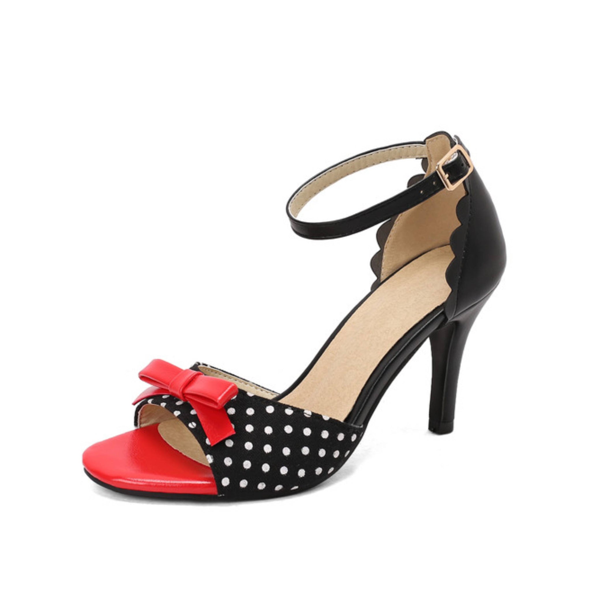 Classic Polka Dot Black Sandals for Women