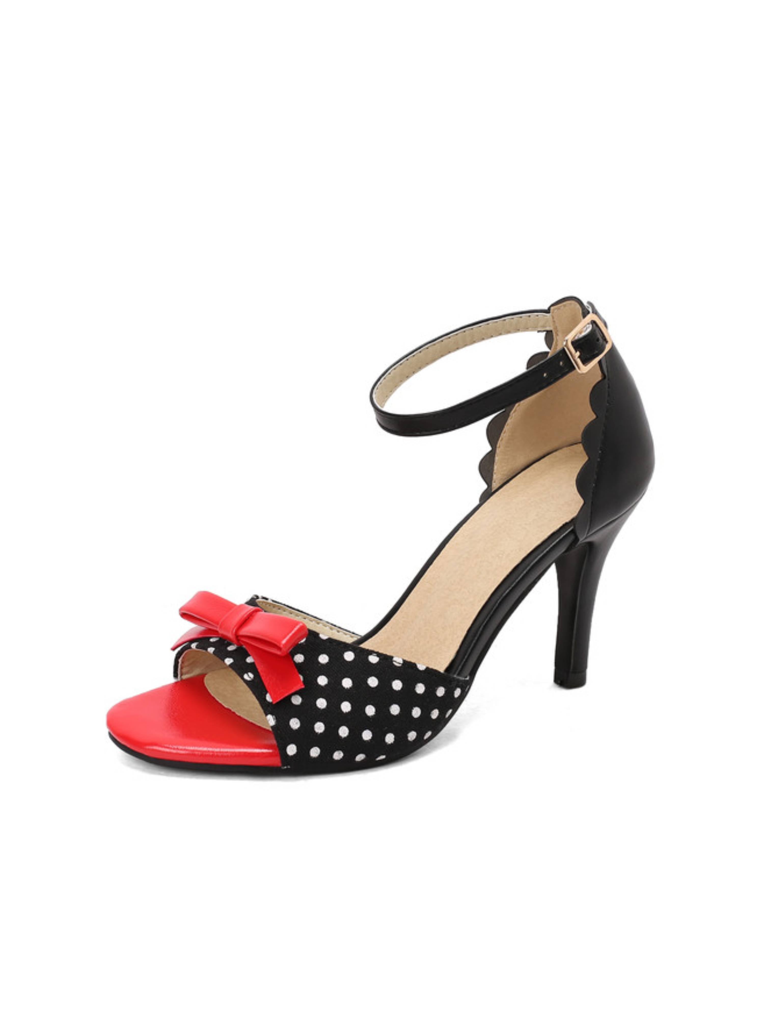 Classic Polka Dot Black Sandals for Women