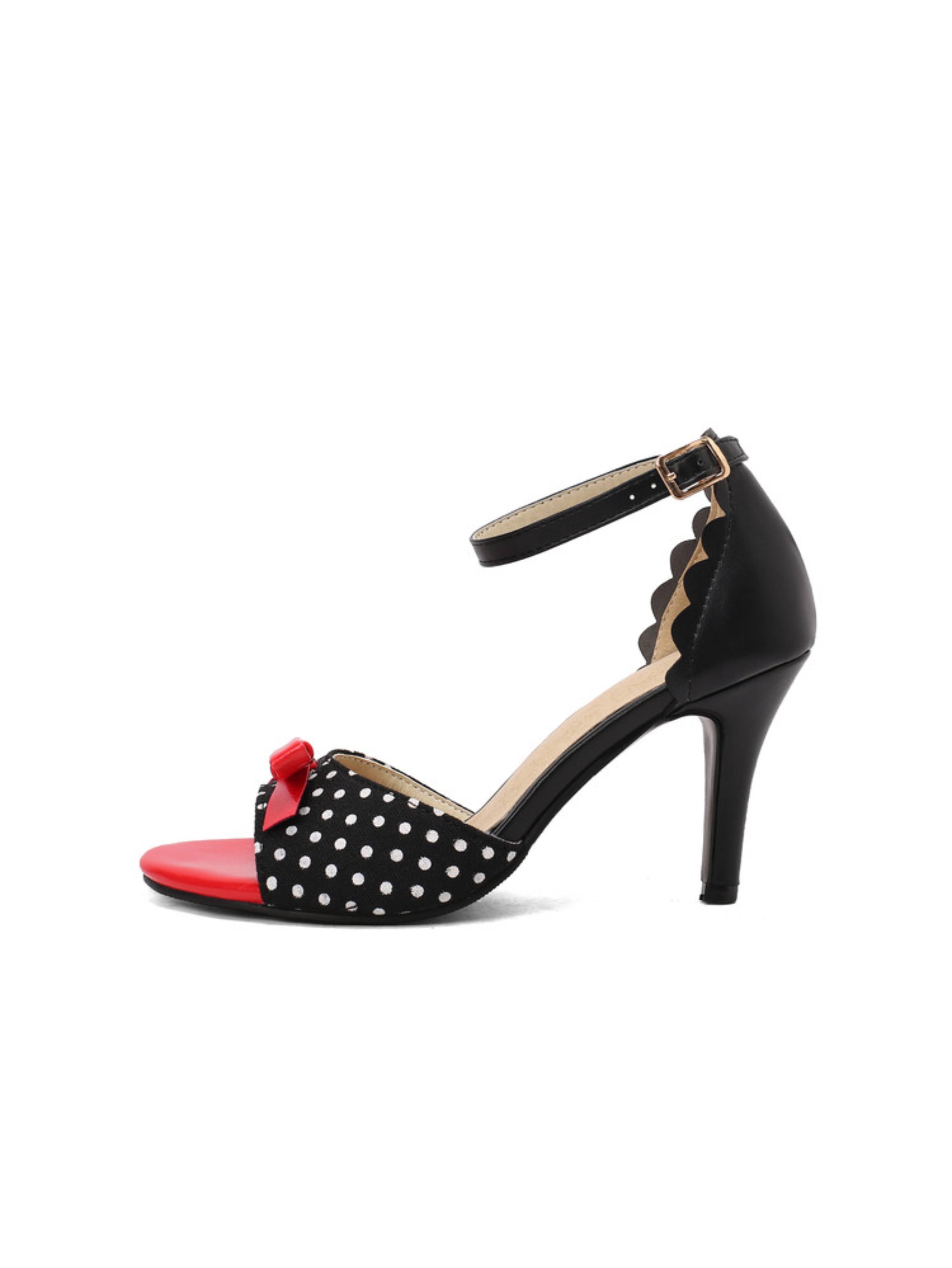 Classic Polka Dot Black Sandals for Women