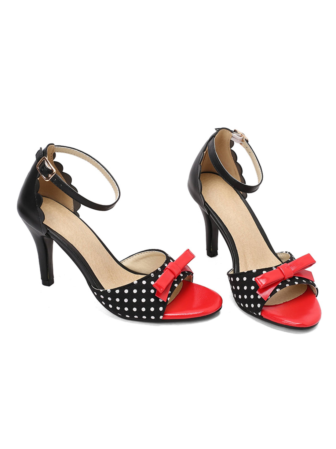 Classic Polka Dot Black Sandals for Women