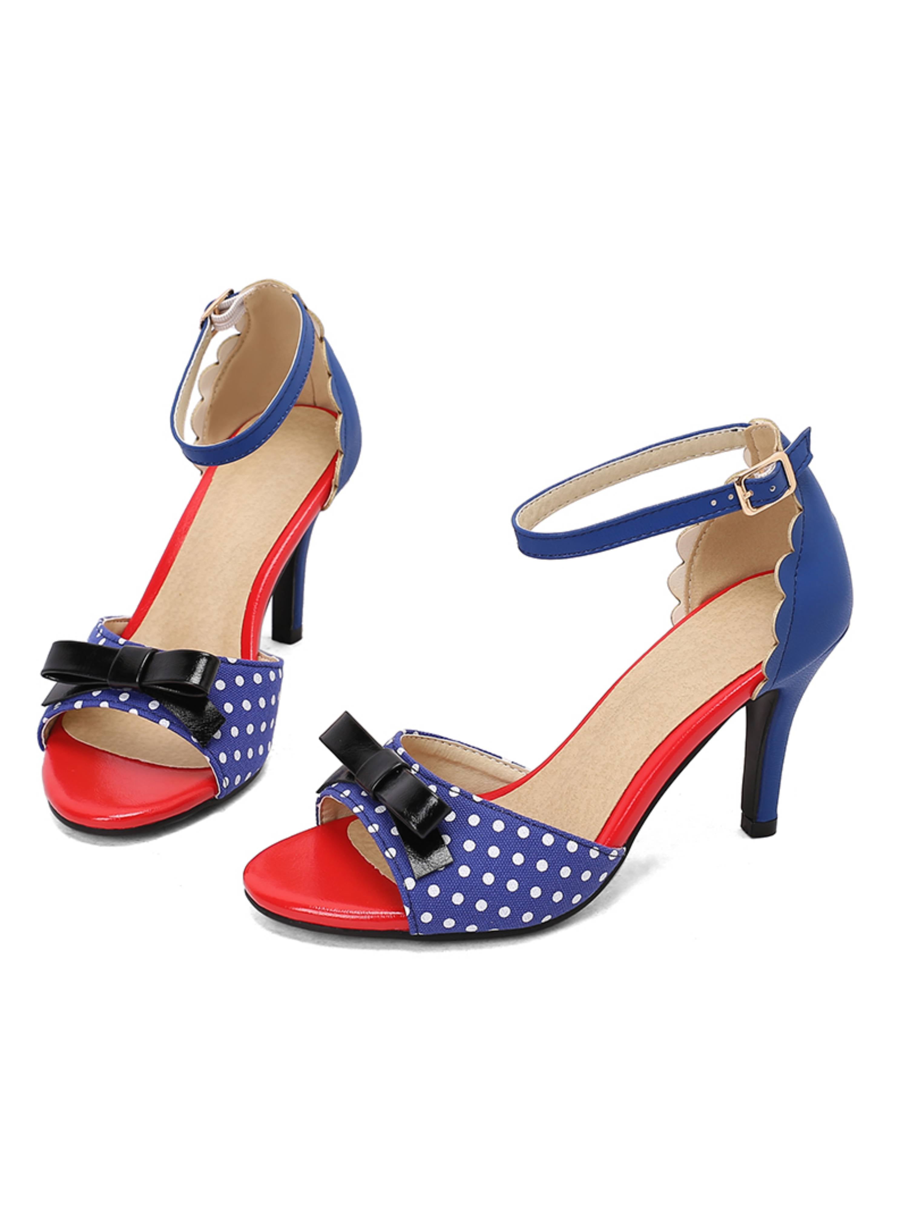 Double Bow Accent Blue Sandals for Women