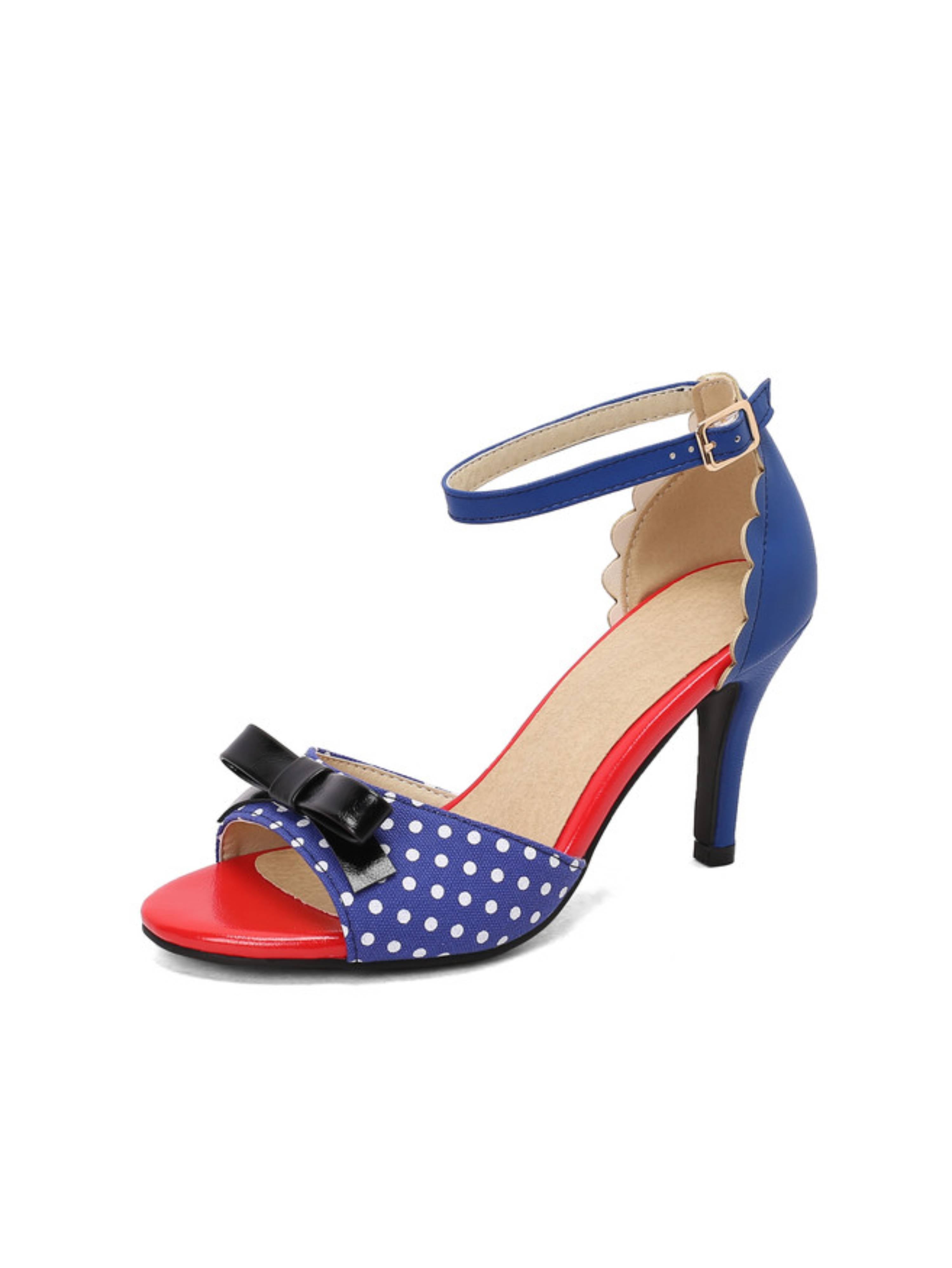 Double Bow Accent Blue Sandals for Women