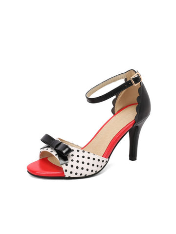 Dot Glam Stiletto White Sandals for Women