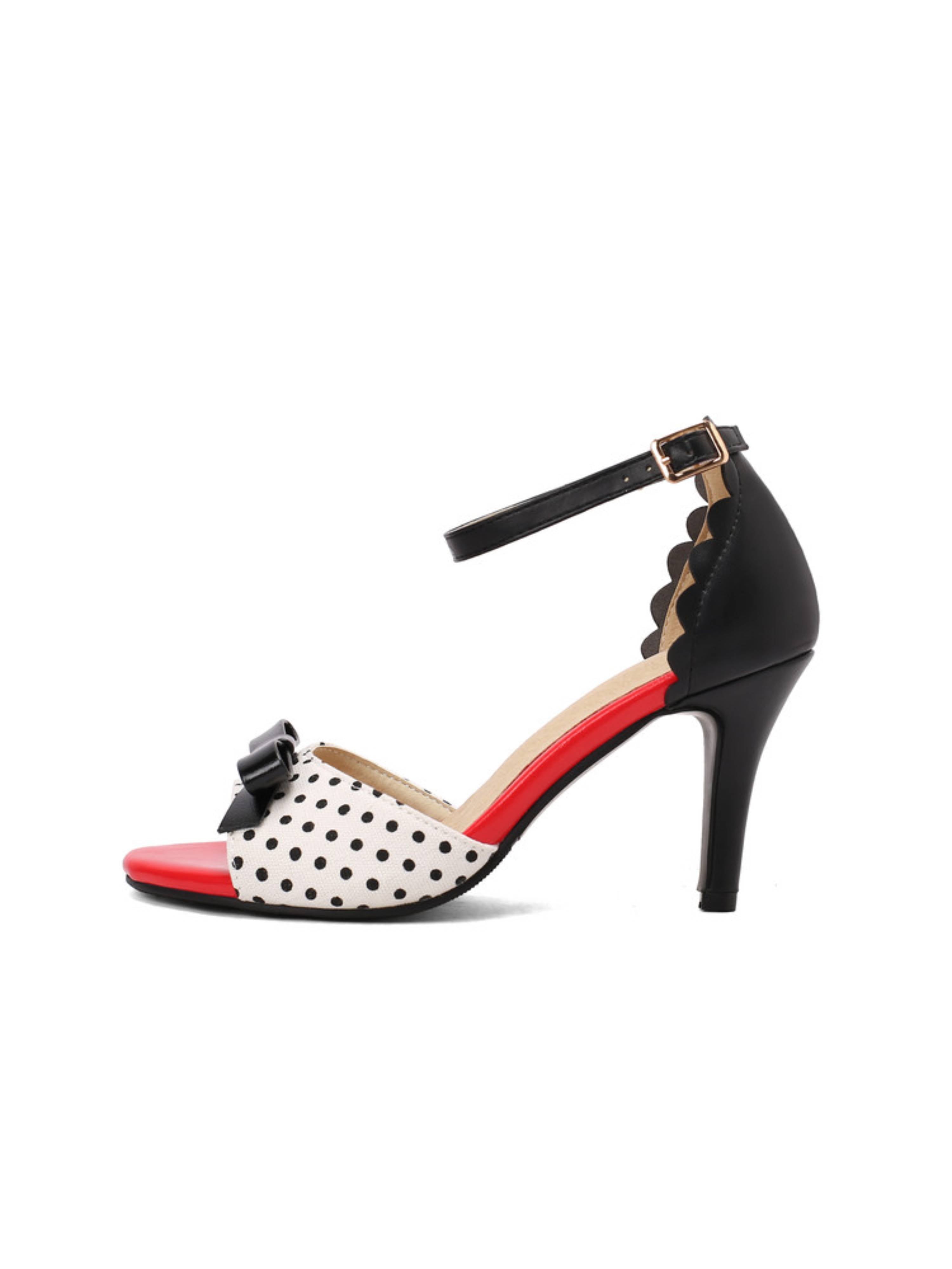 Dot Glam Stiletto White Sandals for Women