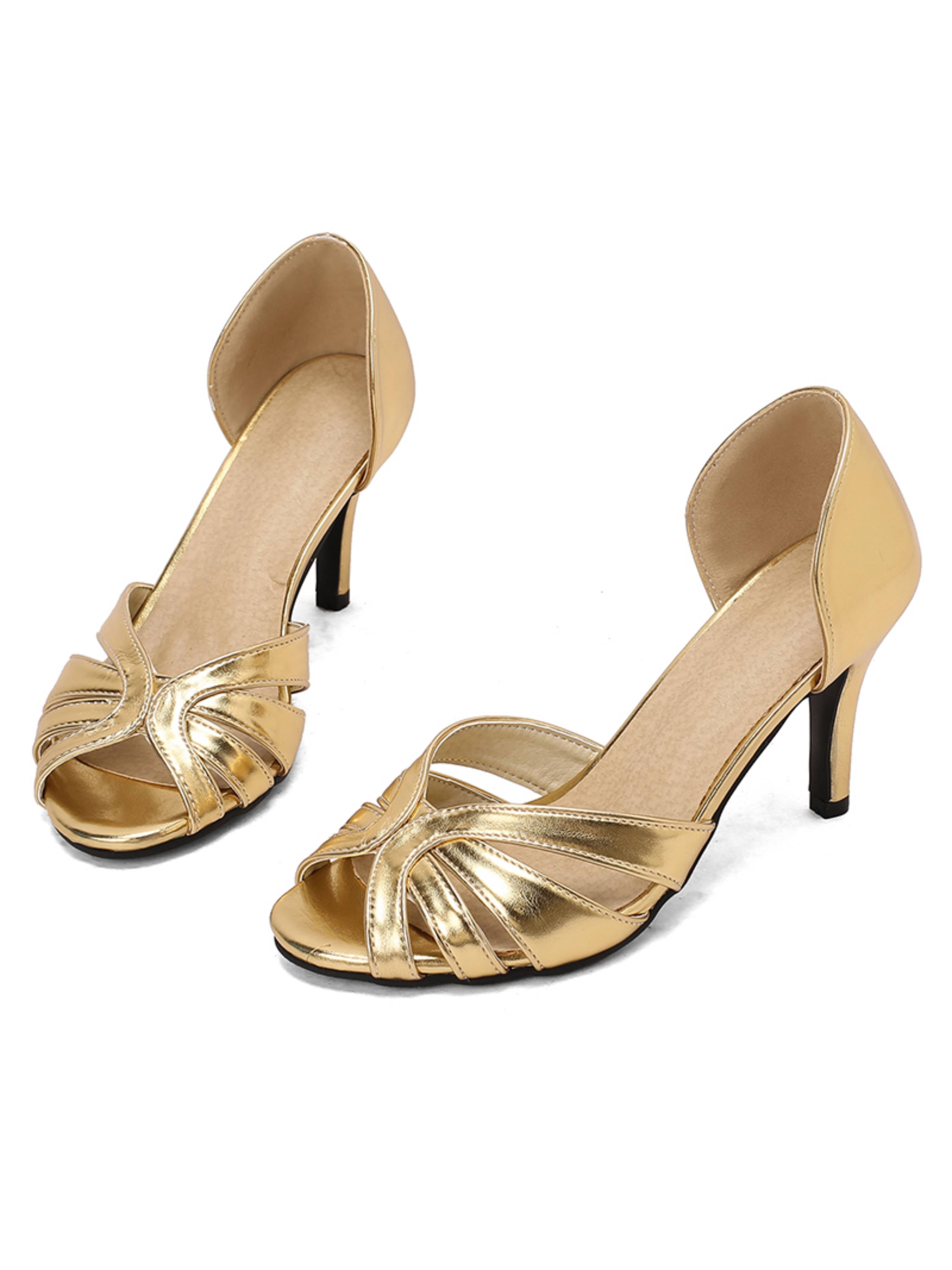 Shimmer Stiletto Gold Sandals for Women