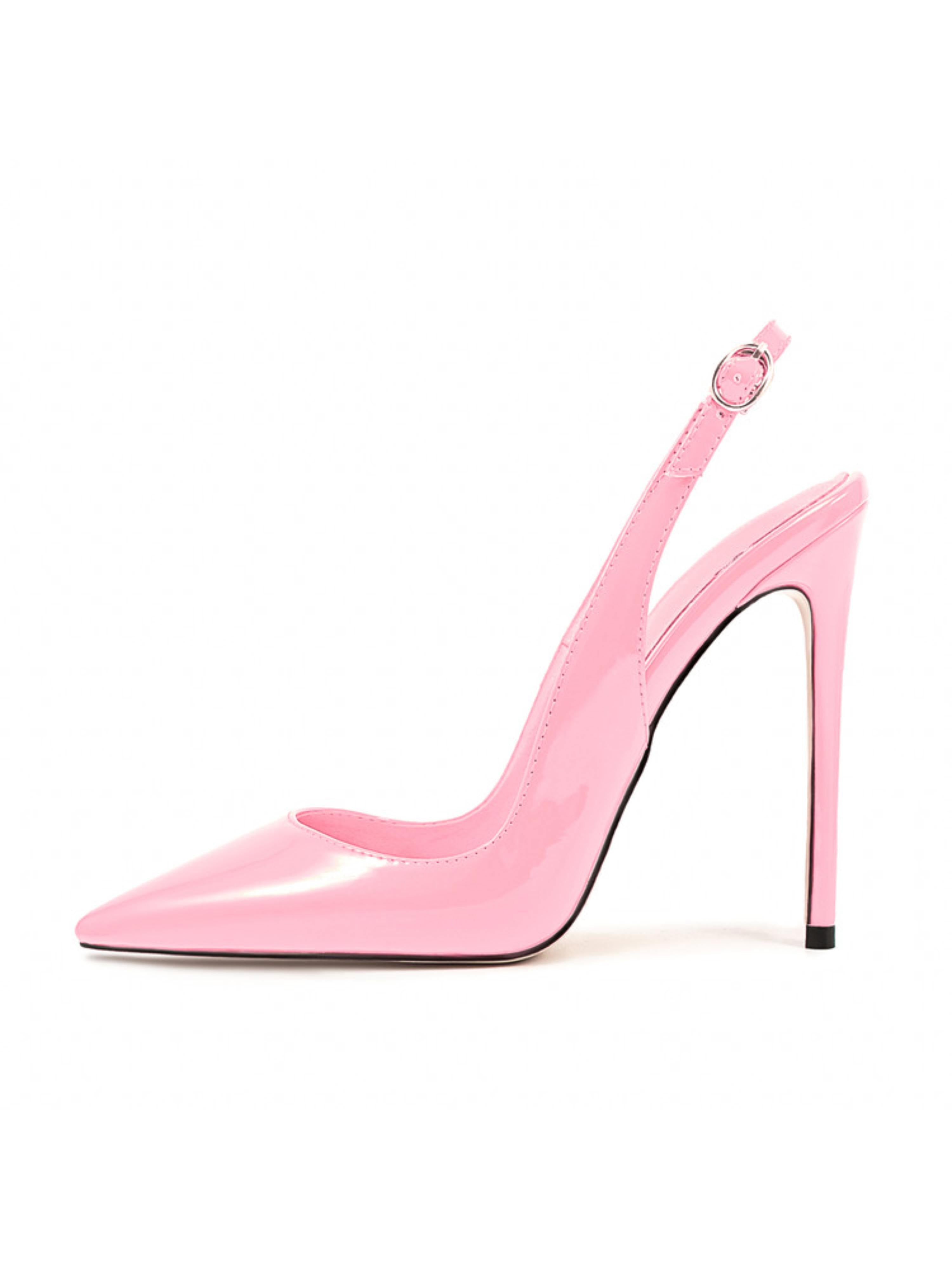 Pink Slingback Stiletto Patent Leather Sandals Women