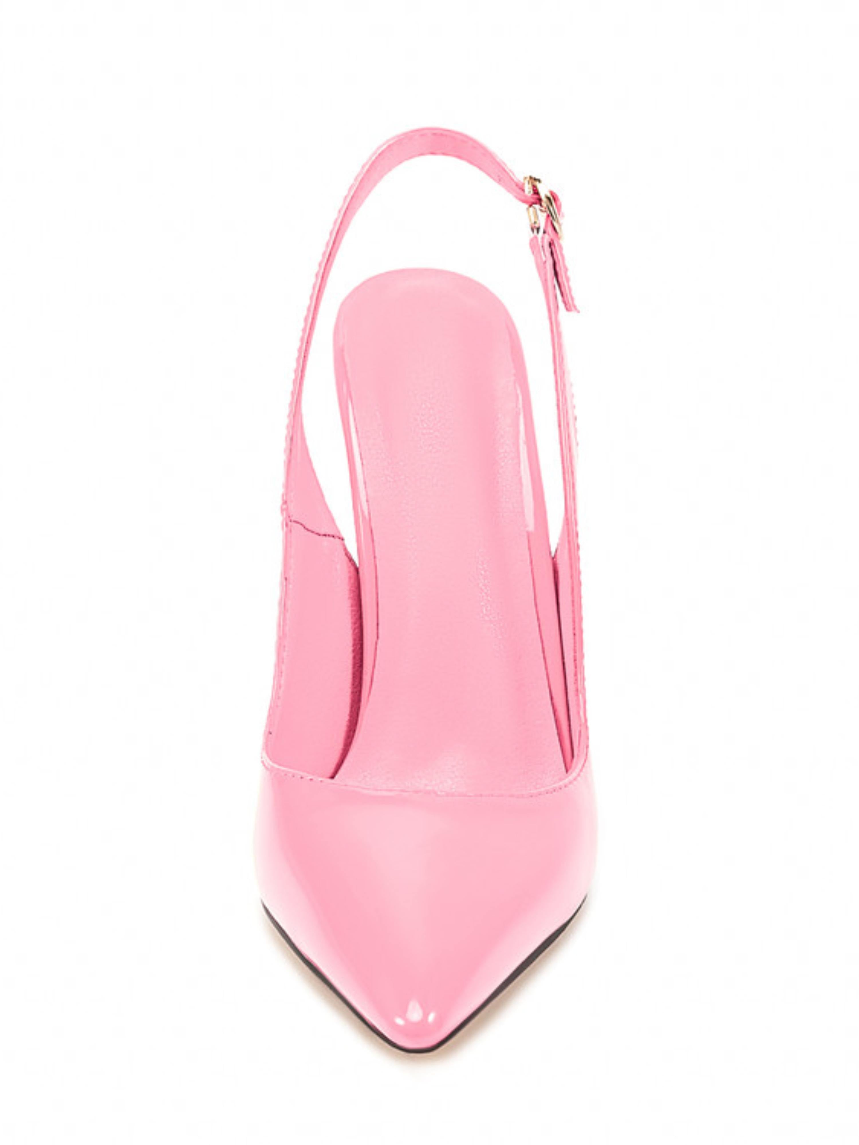 Pink Slingback Stiletto Patent Leather Sandals Women