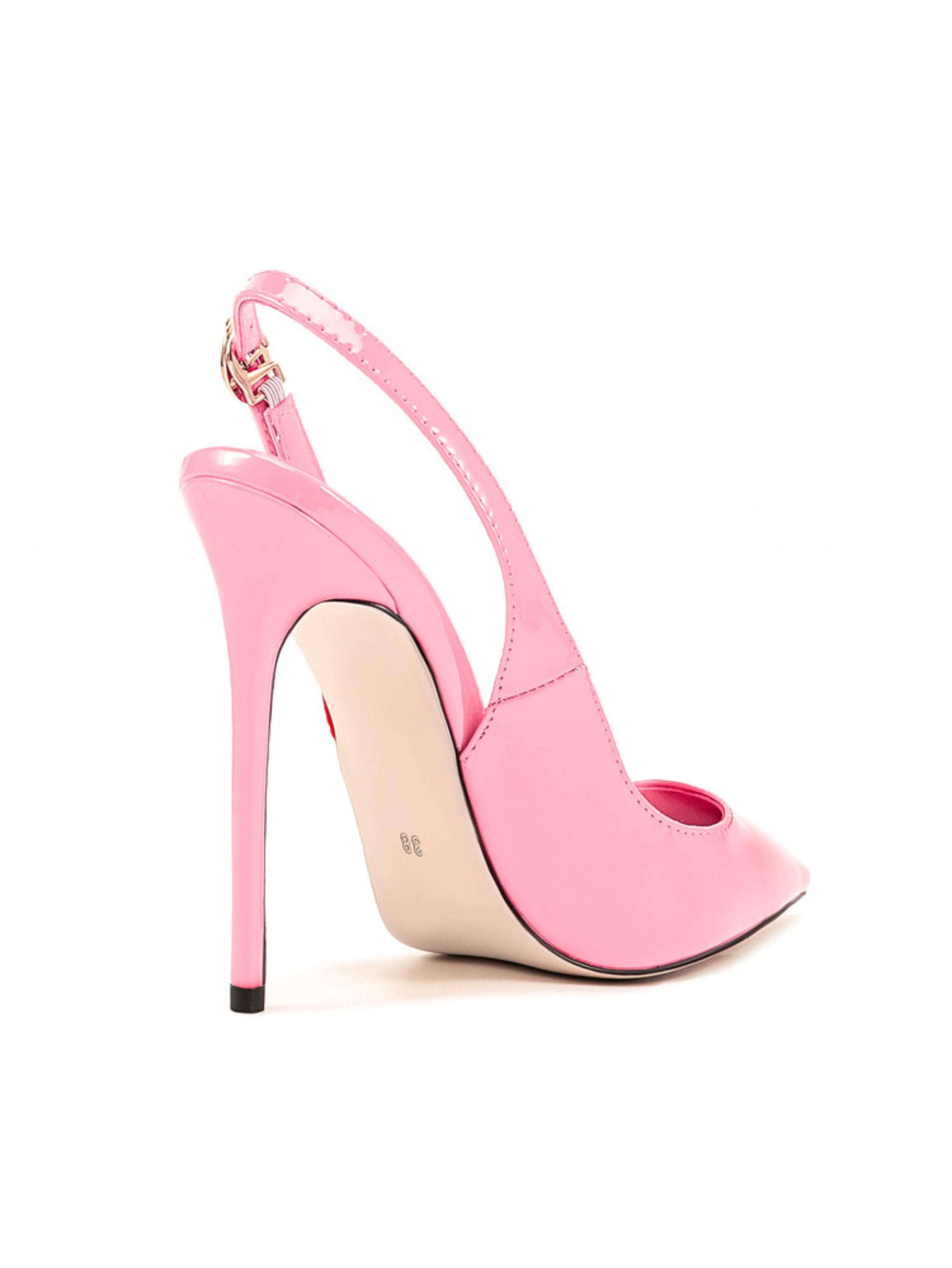 Pink Slingback Stiletto Patent Leather Sandals Women