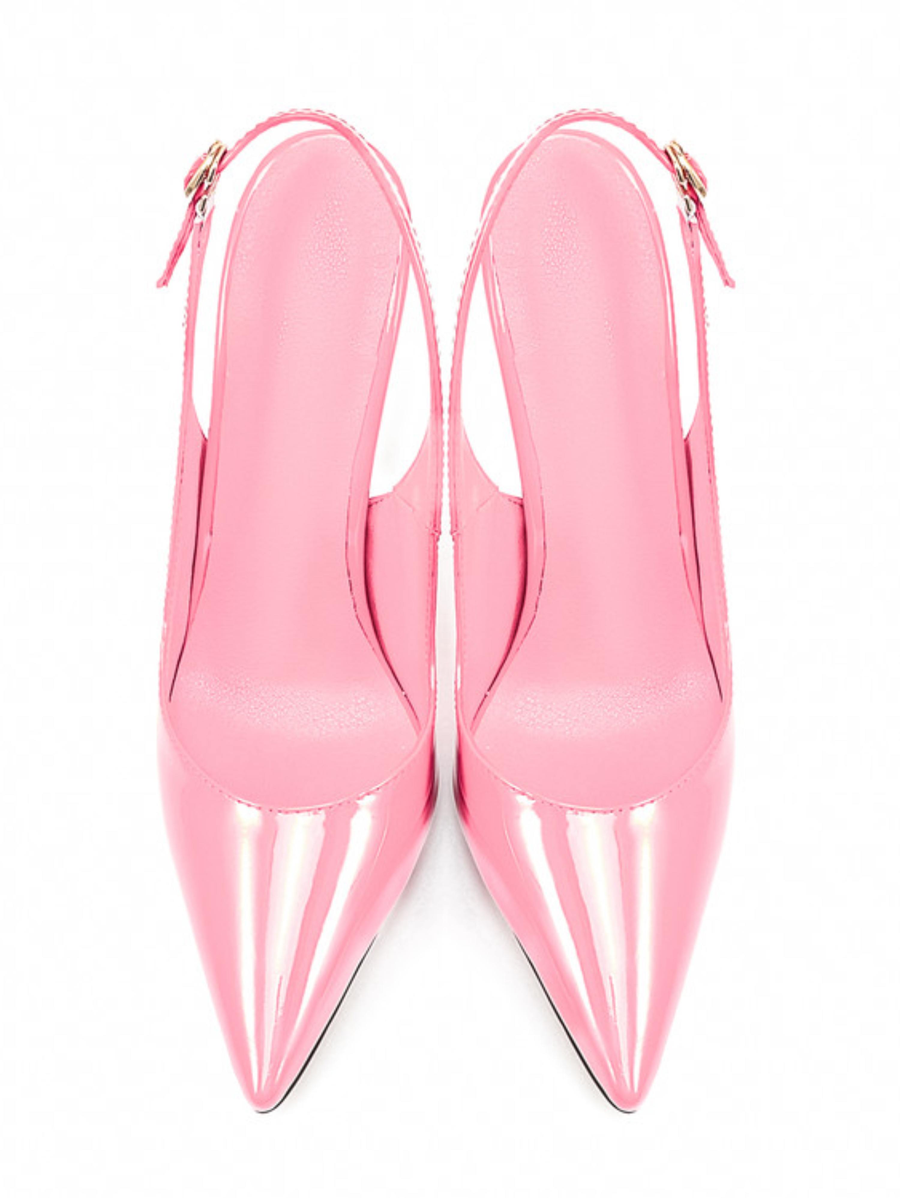 Pink Slingback Stiletto Patent Leather Sandals Women