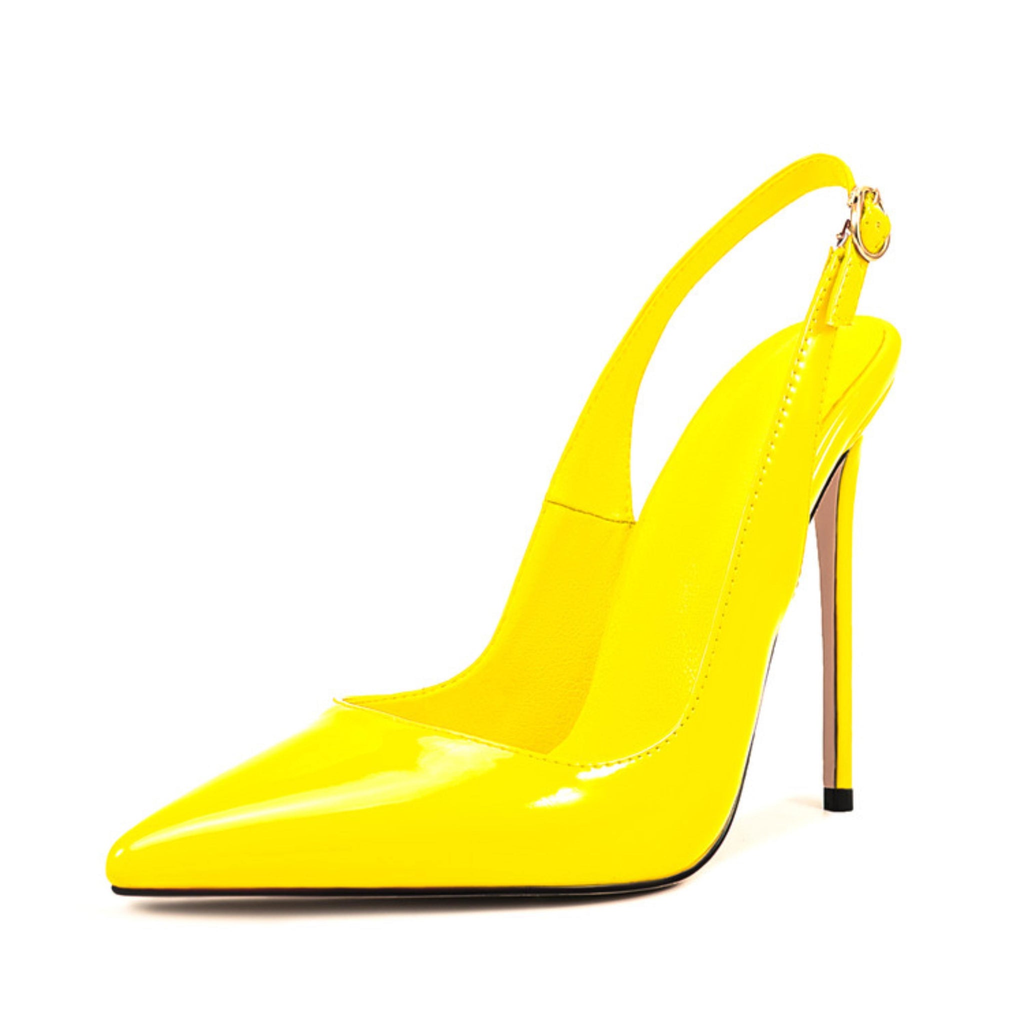 Glossy Slingbacks Yellow Sandals for Women