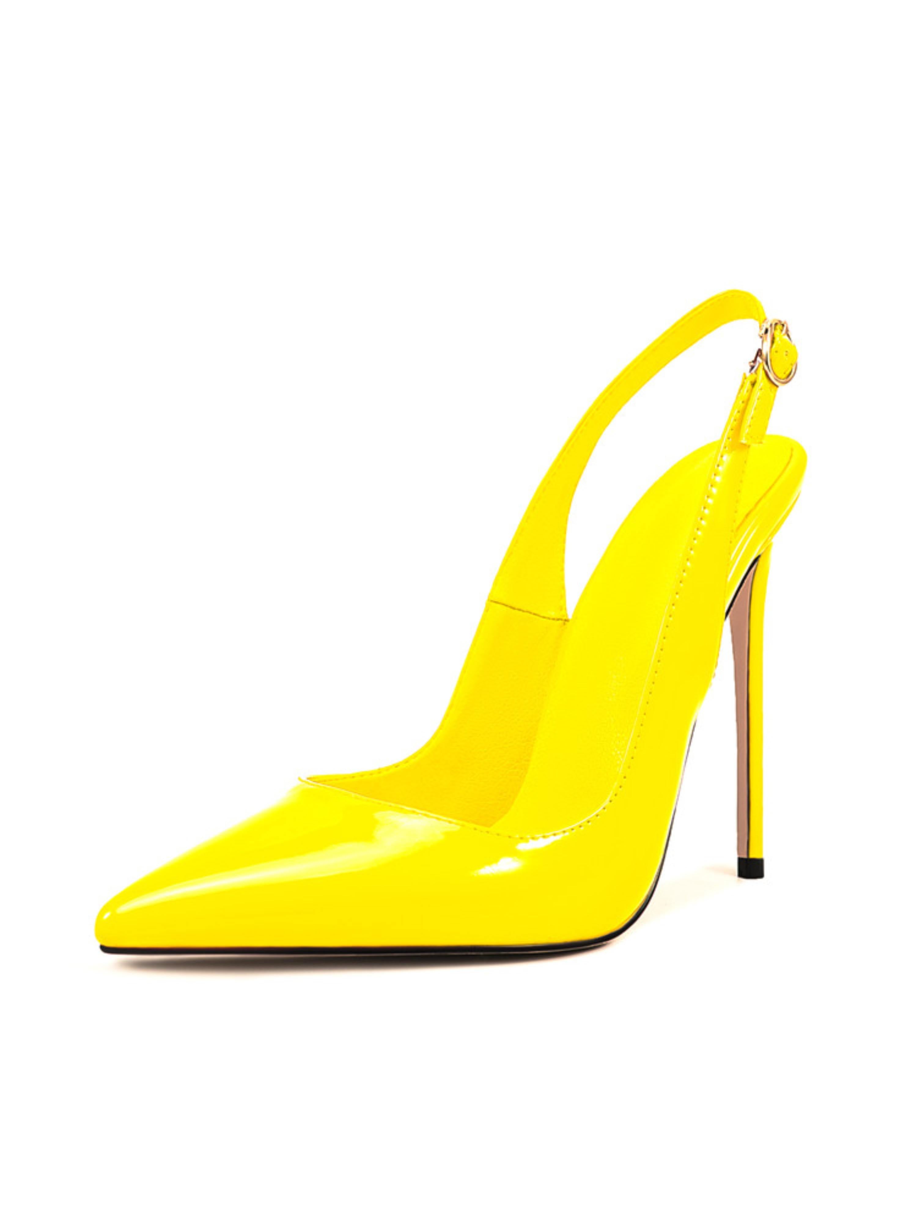 Glossy Slingbacks Yellow Sandals for Women