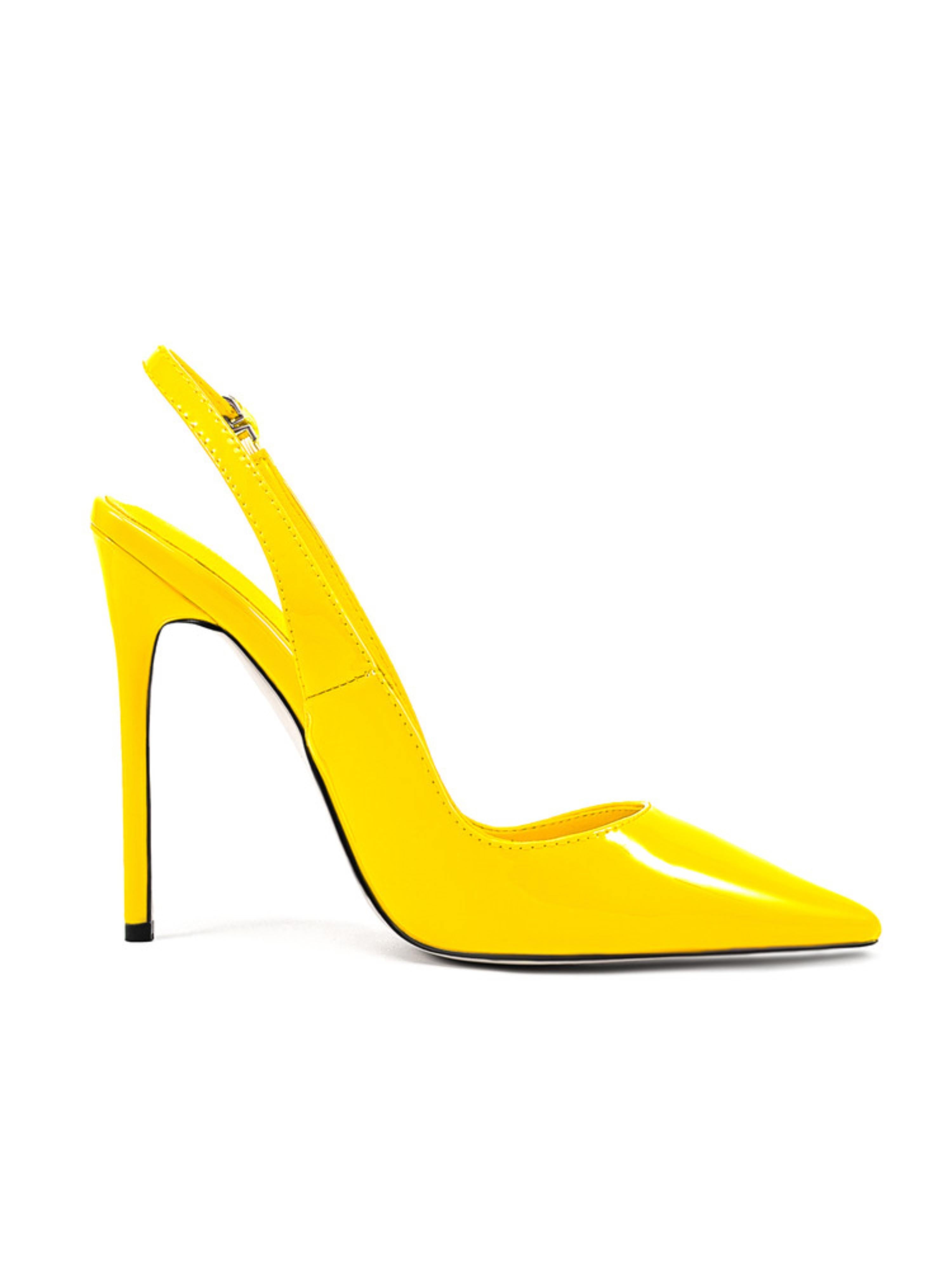 Glossy Slingbacks Yellow Sandals for Women