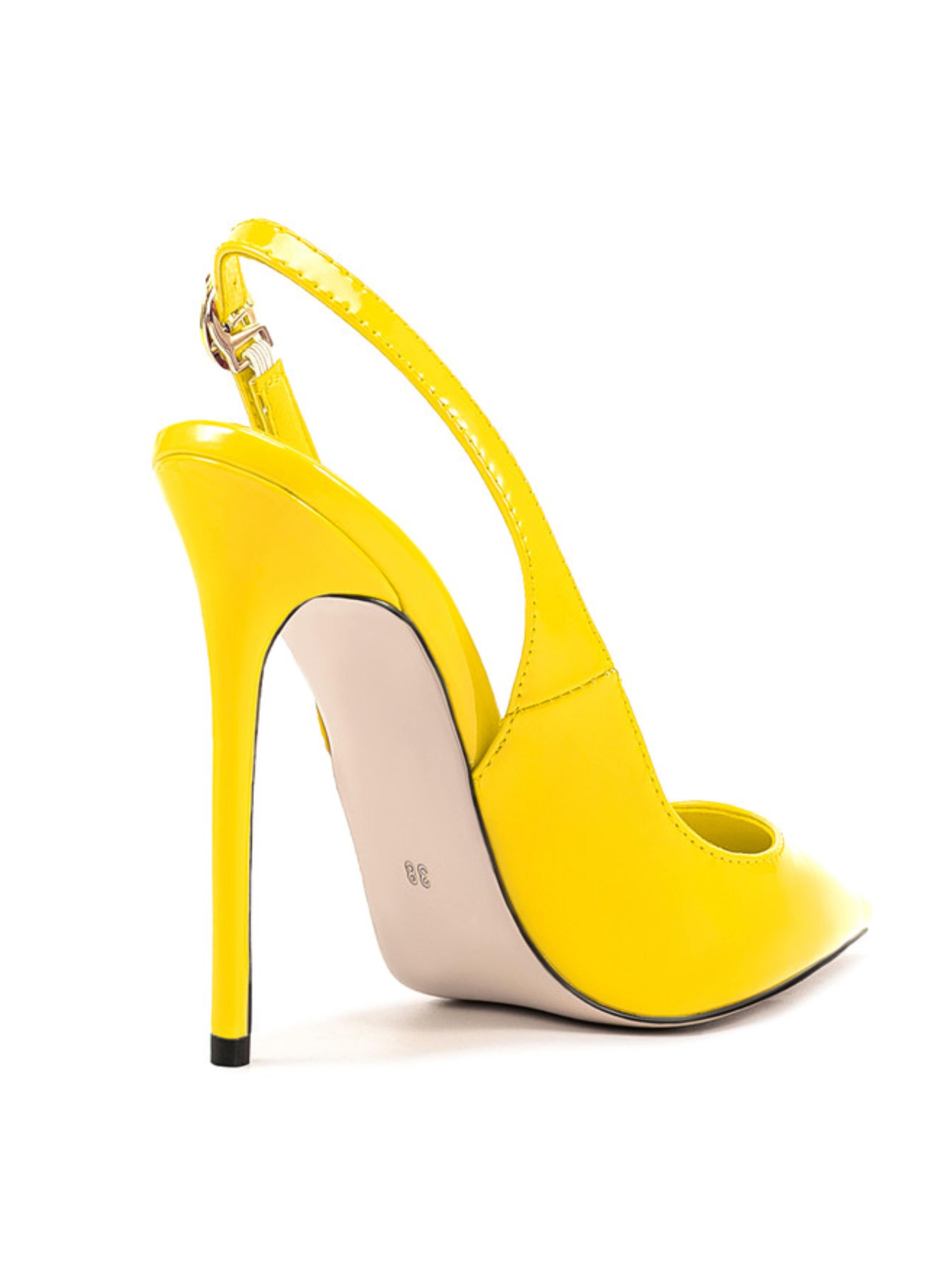 Glossy Slingbacks Yellow Sandals for Women