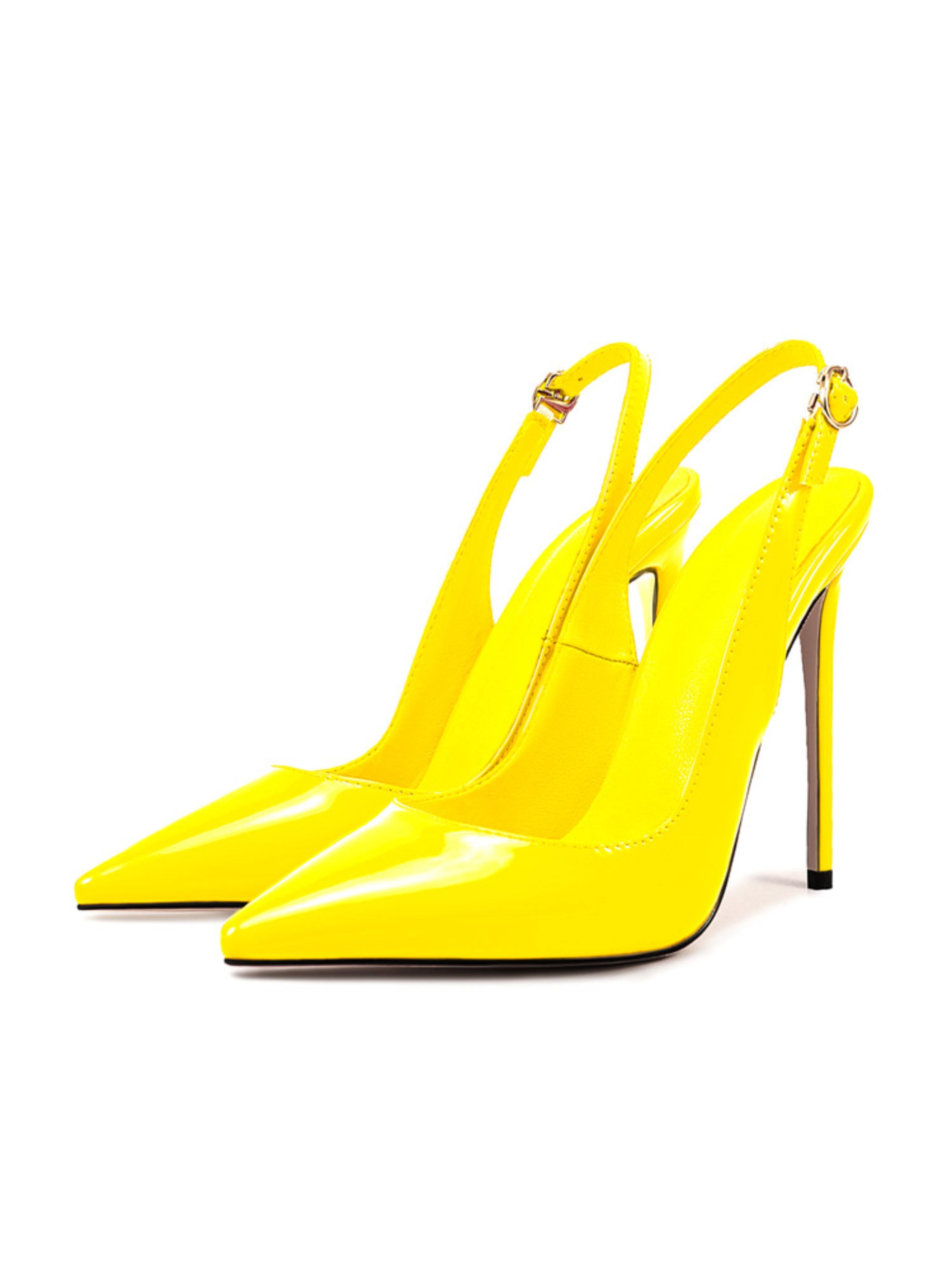 Glossy Slingbacks Yellow Sandals for Women