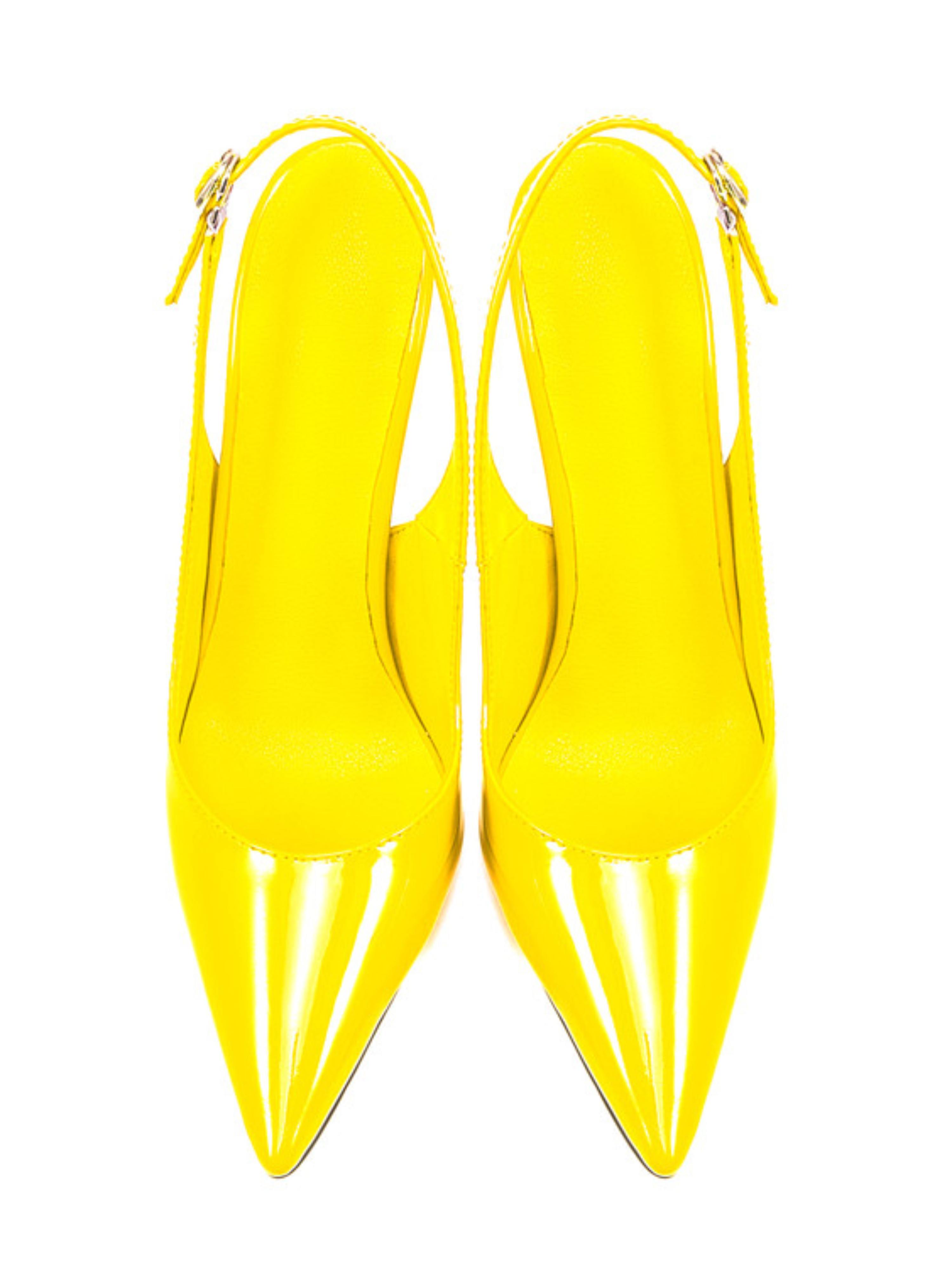 Glossy Slingbacks Yellow Sandals for Women