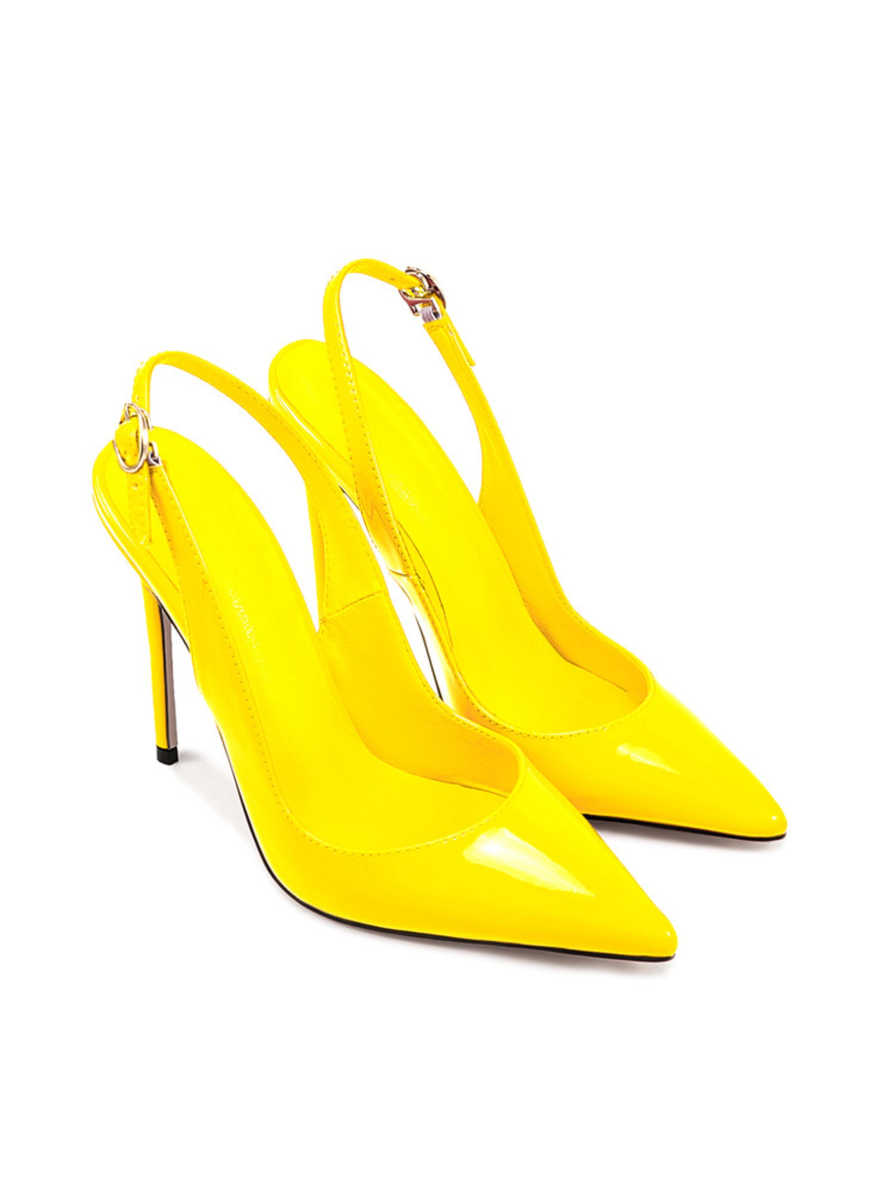 Glossy Slingbacks Yellow Sandals for Women