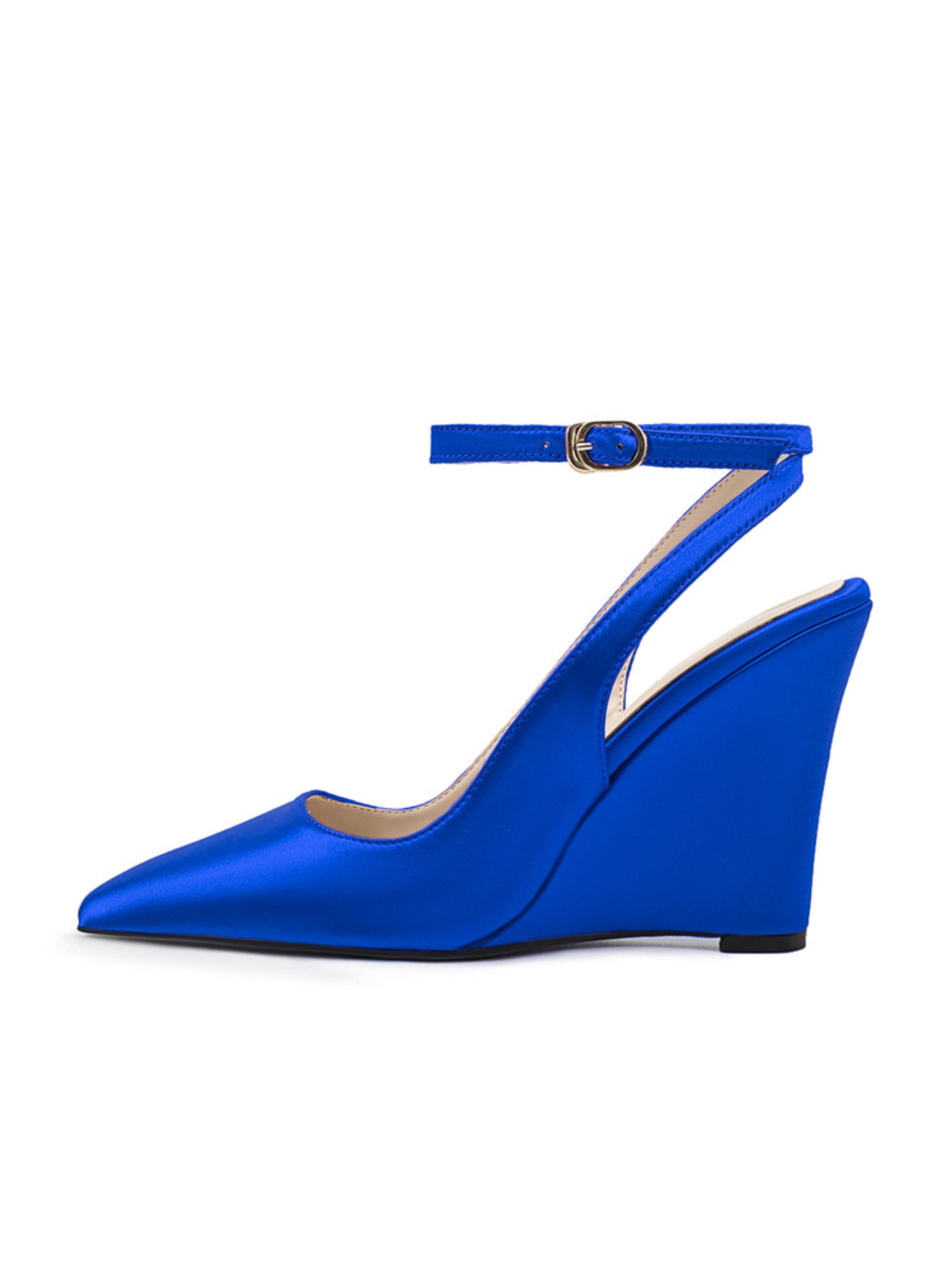Stunning Blue Satin Finish Heel Sandals for Women