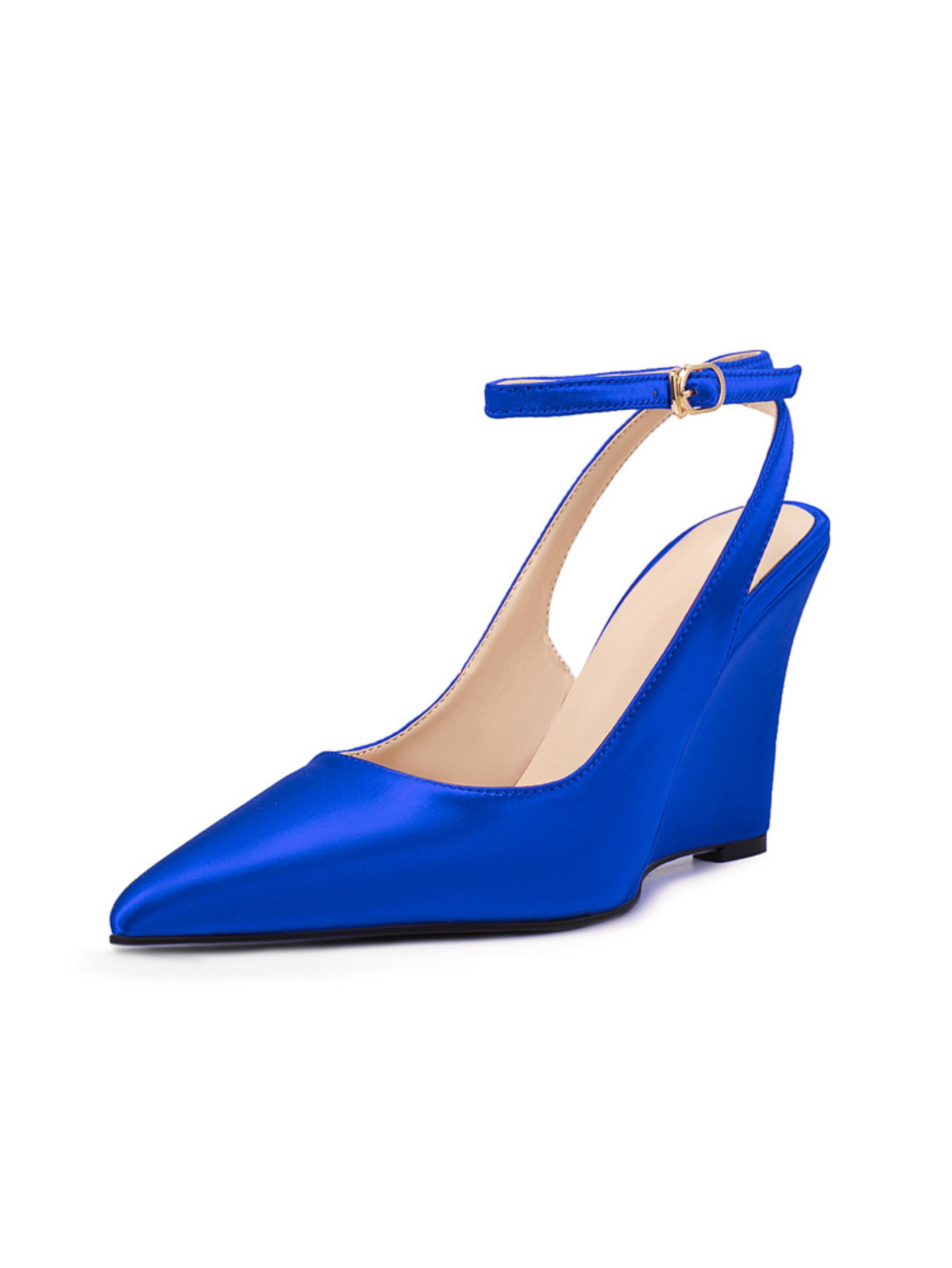 Stunning Blue Satin Finish Heel Sandals for Women