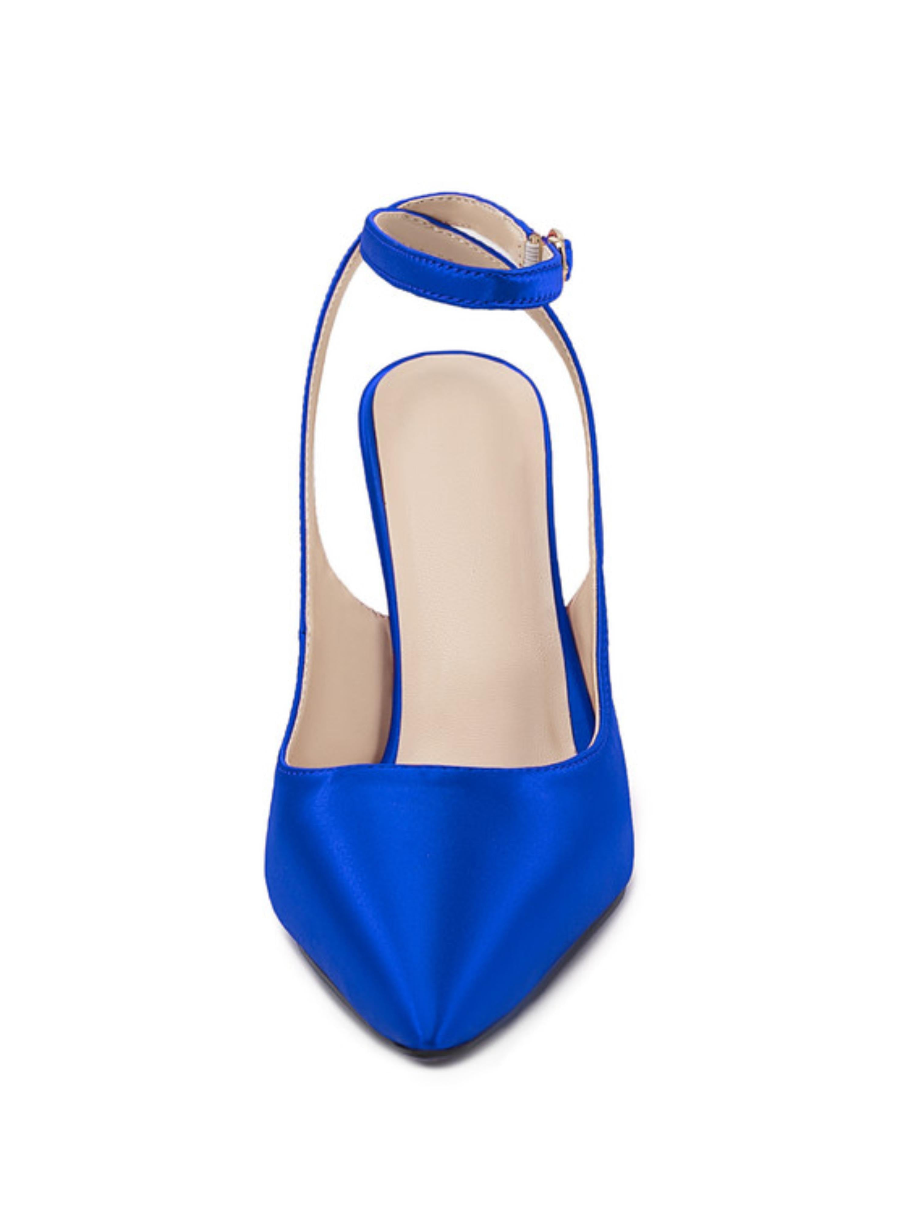Stunning Blue Satin Finish Heel Sandals for Women