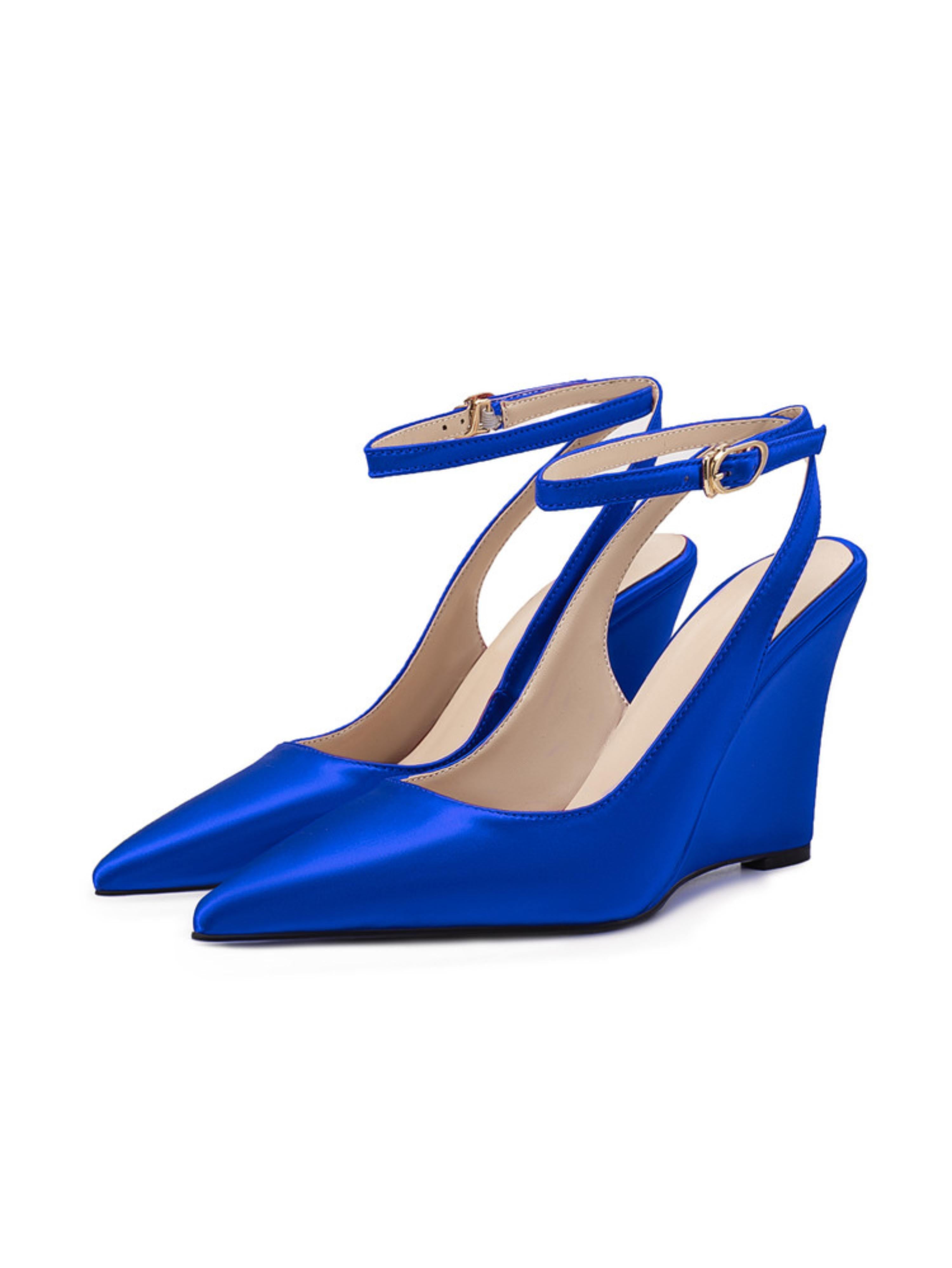 Stunning Blue Satin Finish Heel Sandals for Women