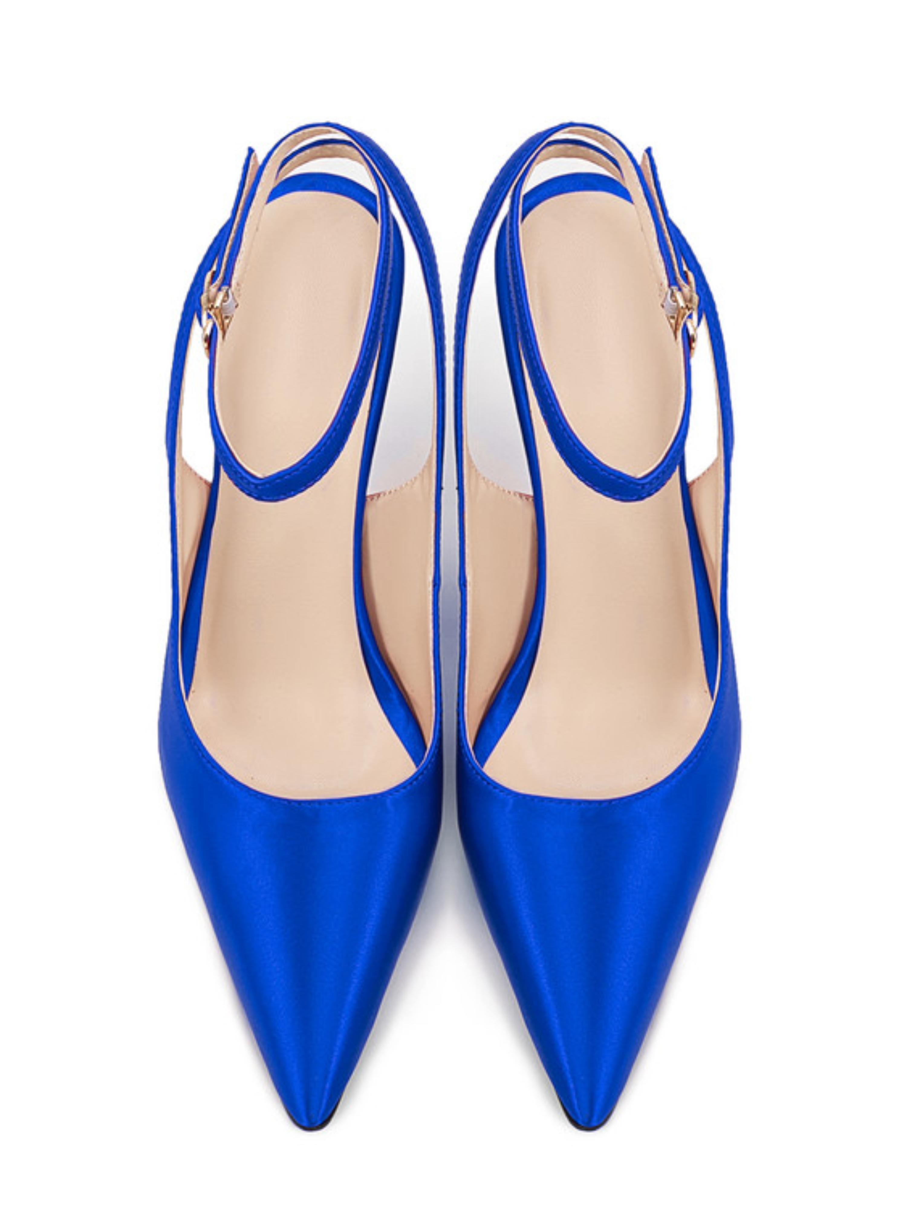 Stunning Blue Satin Finish Heel Sandals for Women