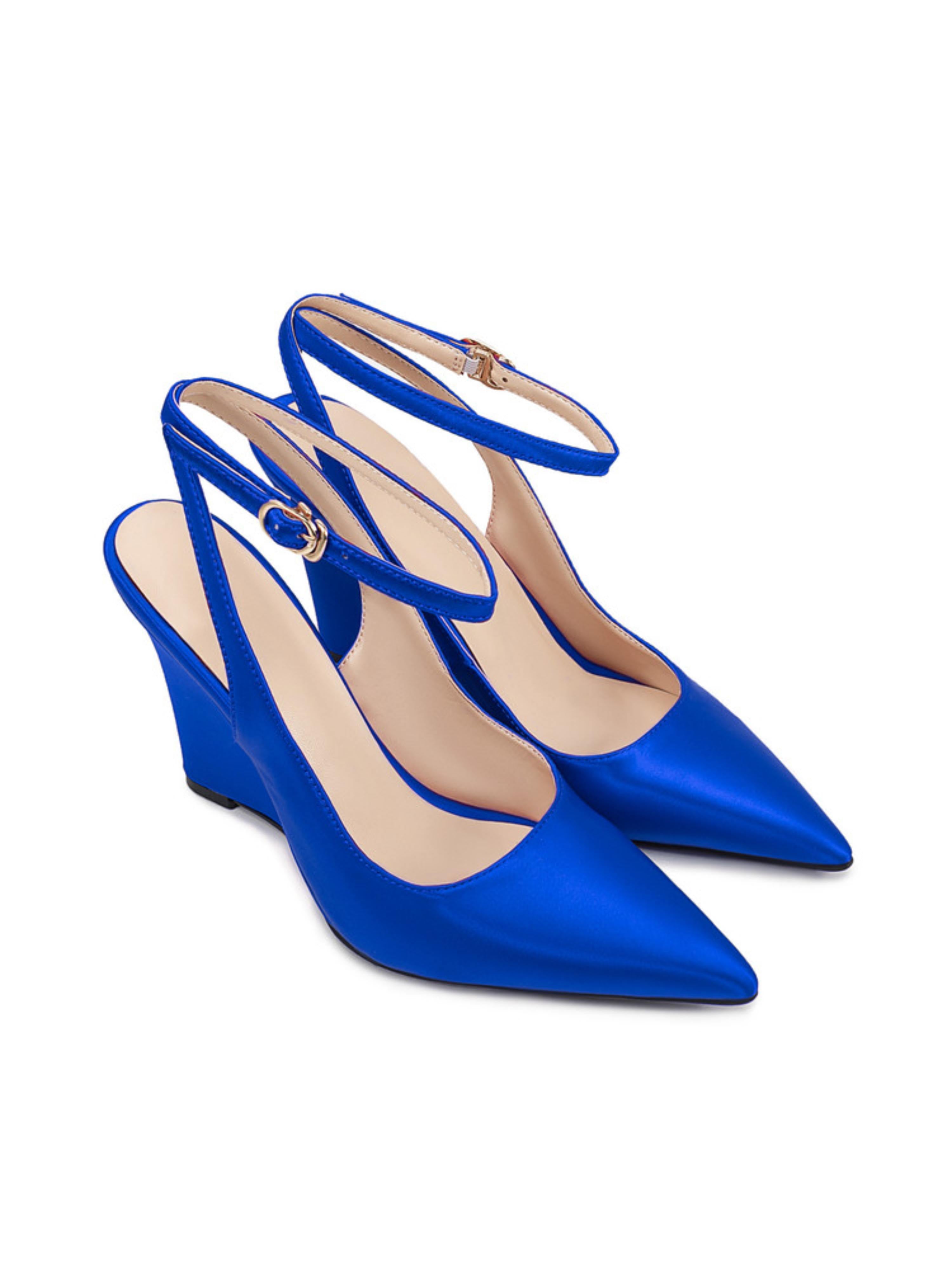 Stunning Blue Satin Finish Heel Sandals for Women
