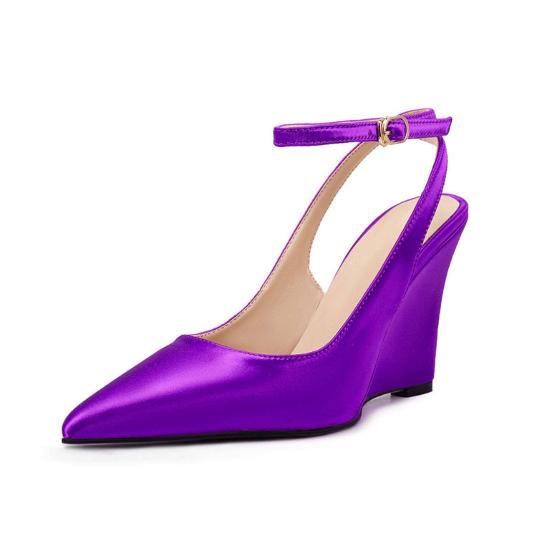 Satin Wedge Slingback Strap & Buckle Women Sandals