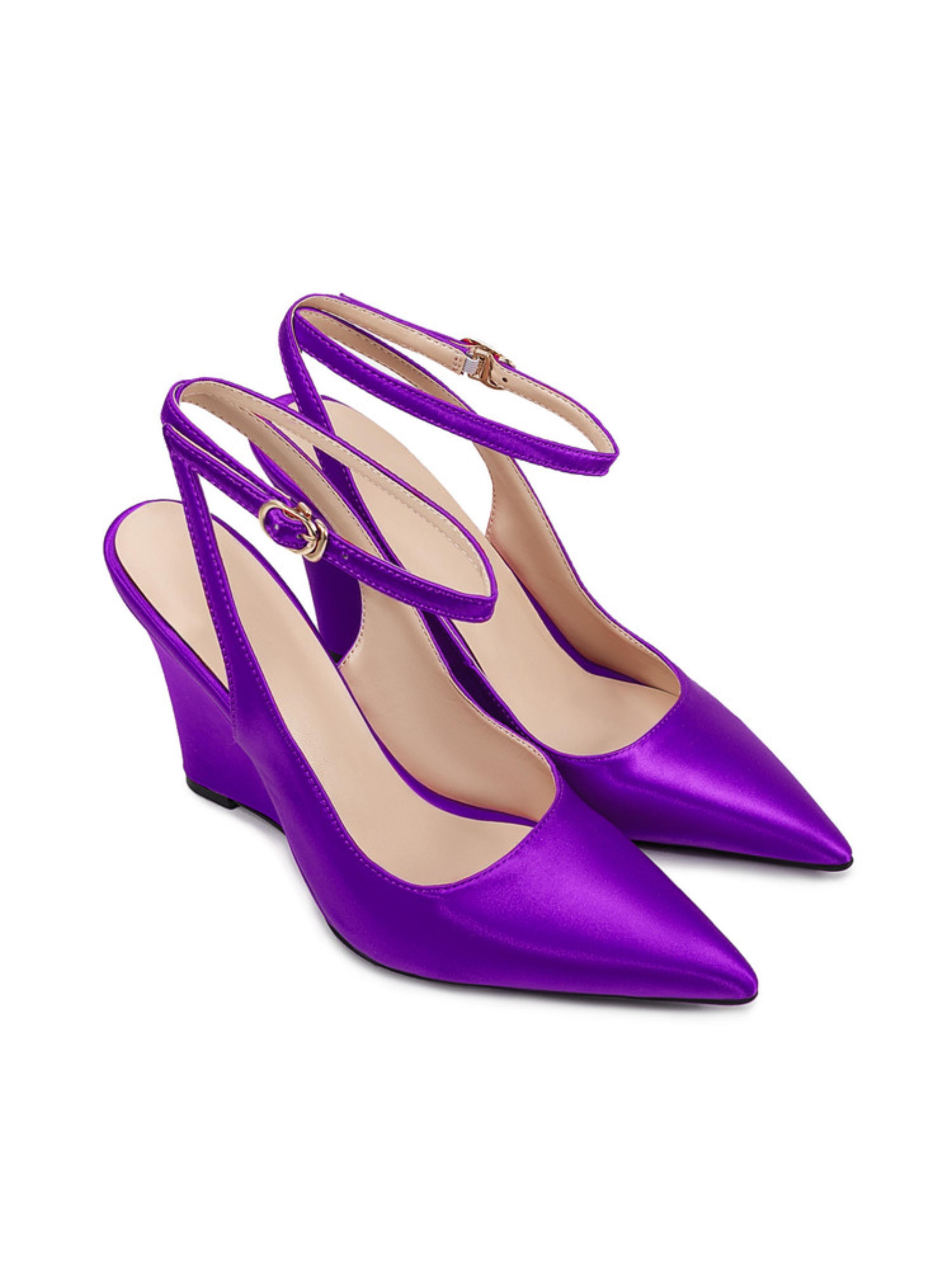 Satin Wedge Slingback Strap & Buckle Women Sandals