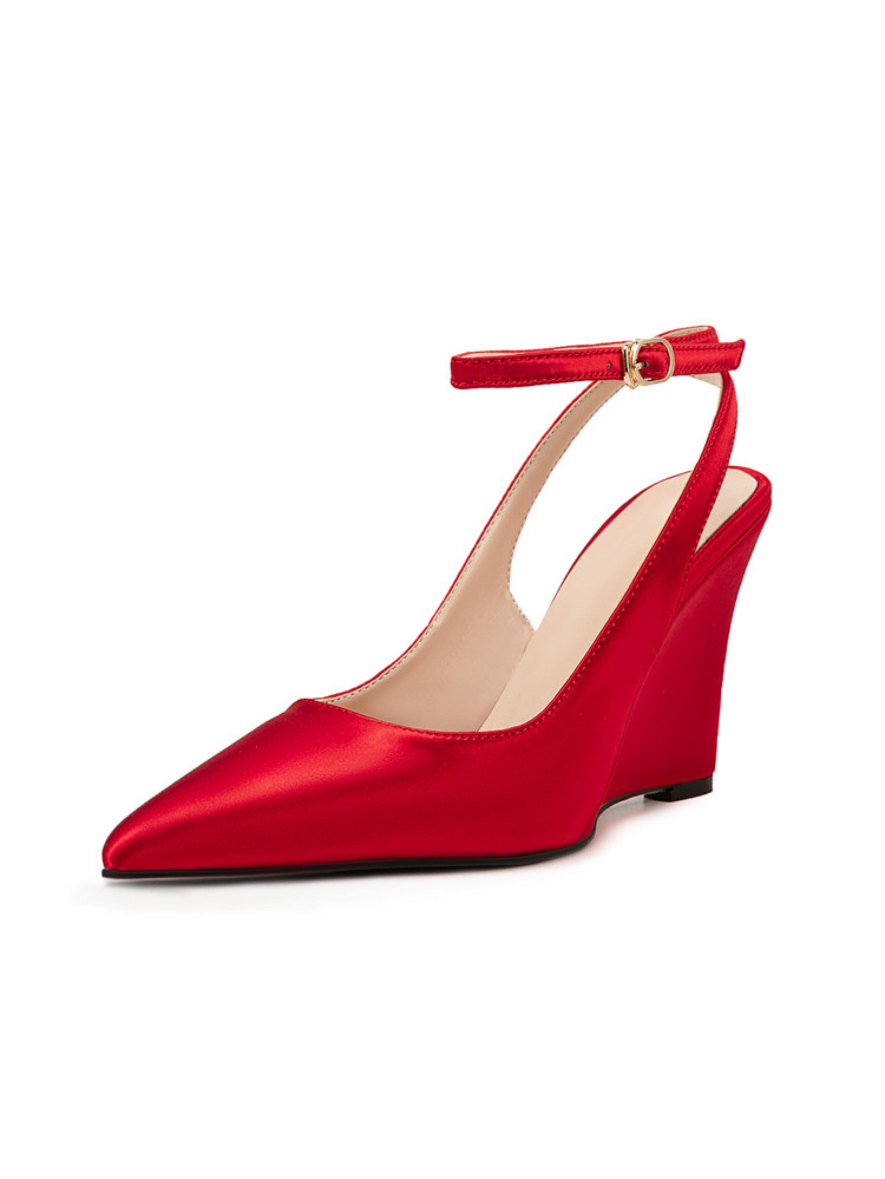 Satin Grace Pointed Toe Women Wedge Sandals