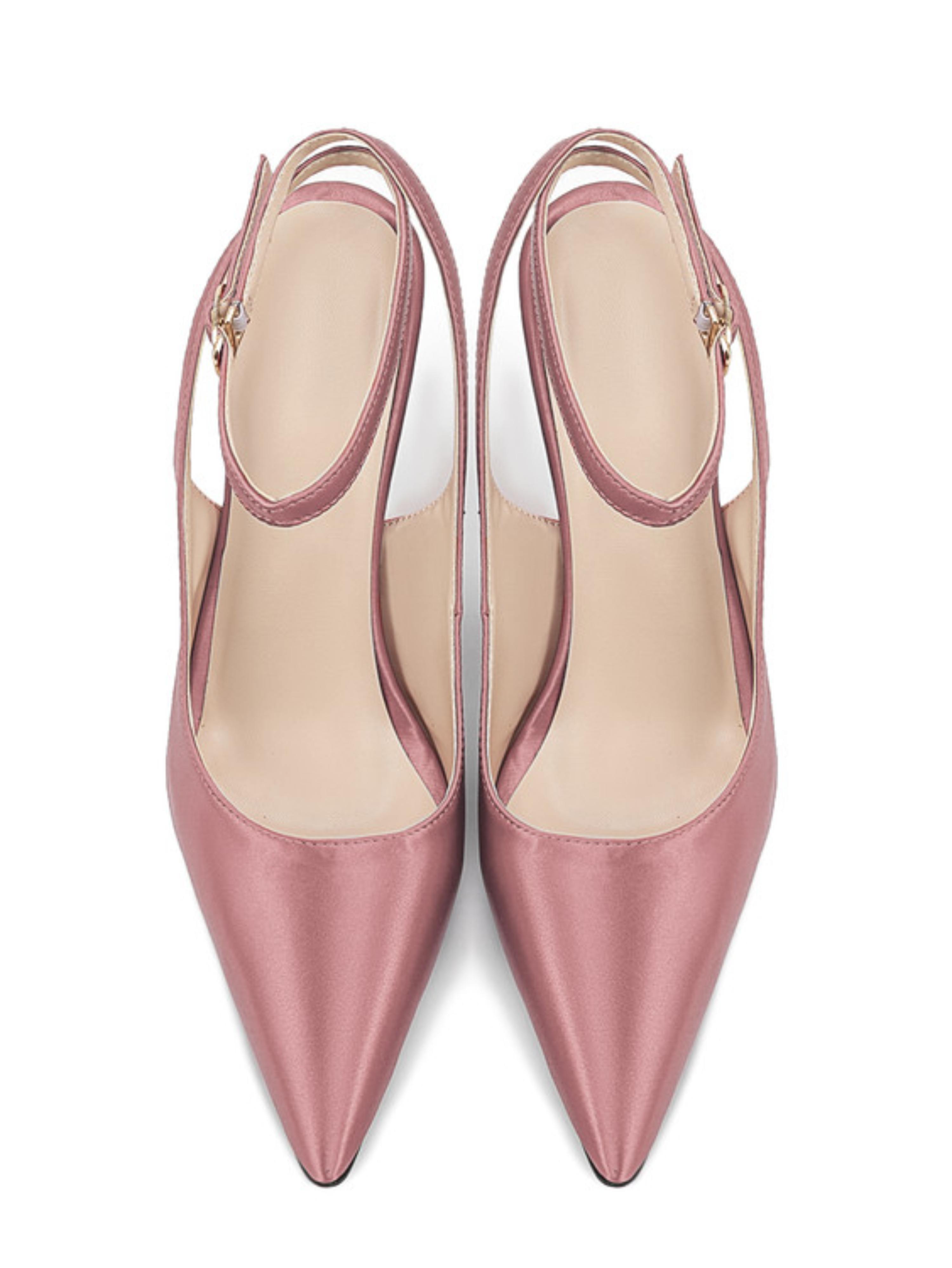 Elegant Pointed Toe Wedge Heels with Ankle Strap Pink Sandals for Women