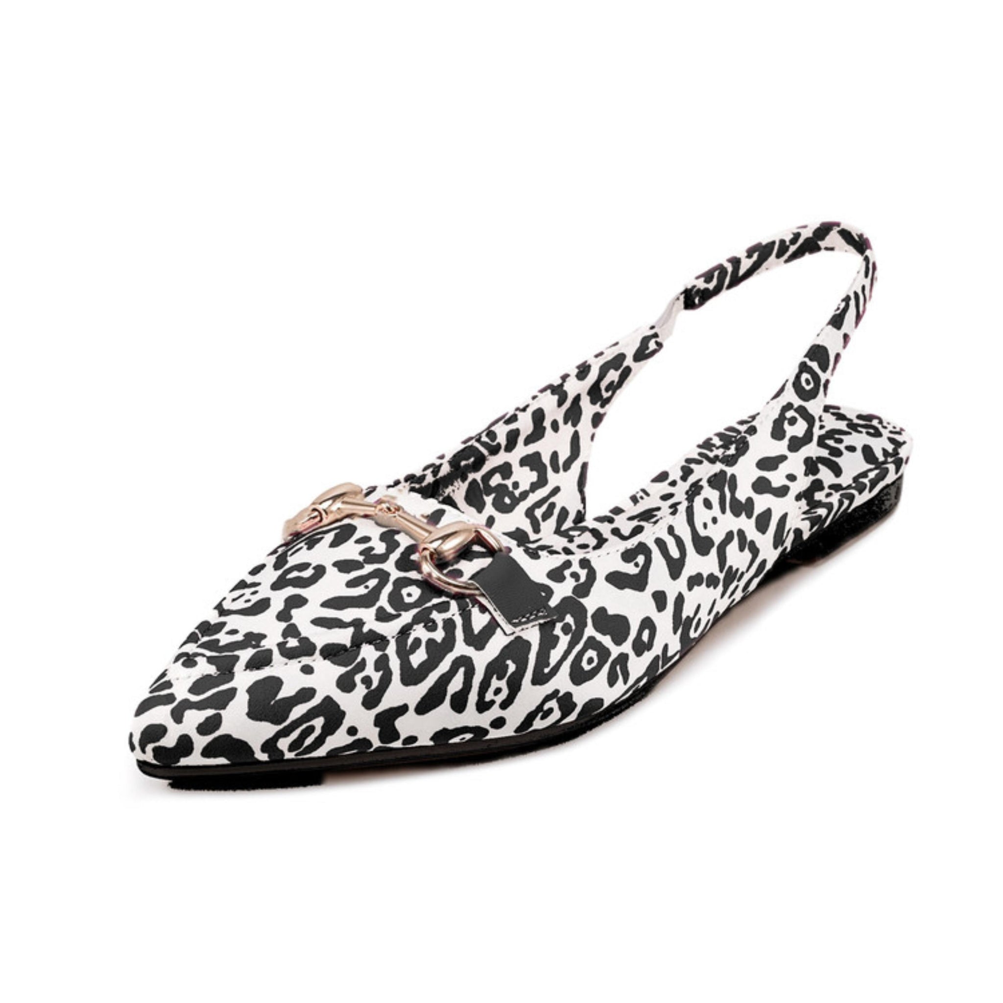 Animal Print Slingback Flat Sandals for Women