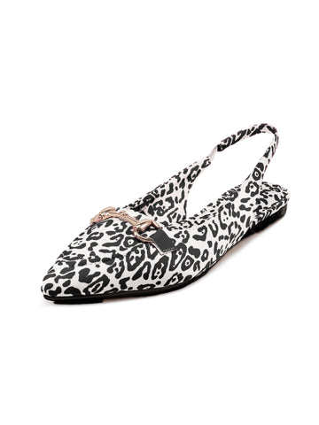 Animal Print Slingback Flat Sandals for Women