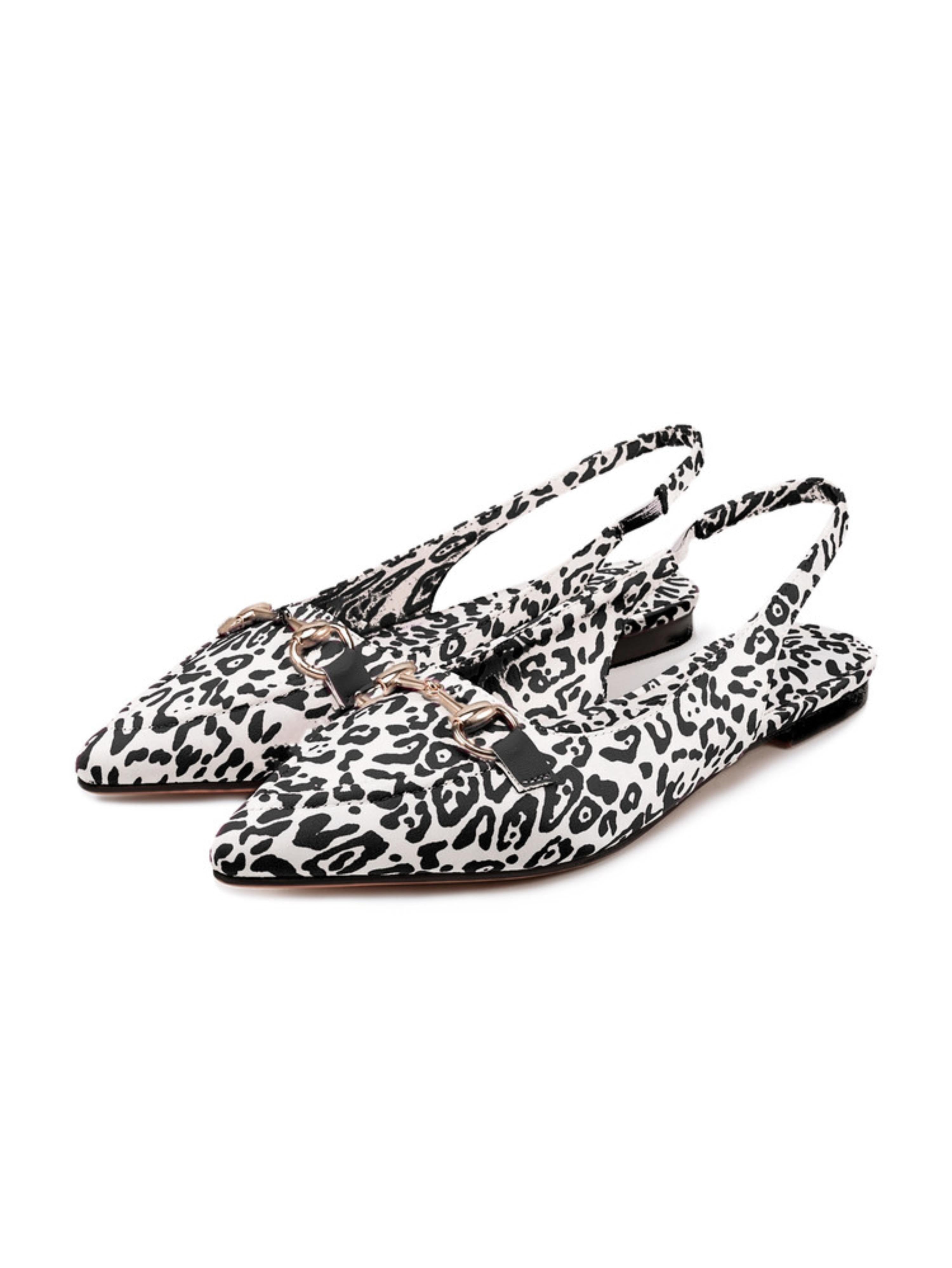 Animal Print Slingback Flat Sandals for Women
