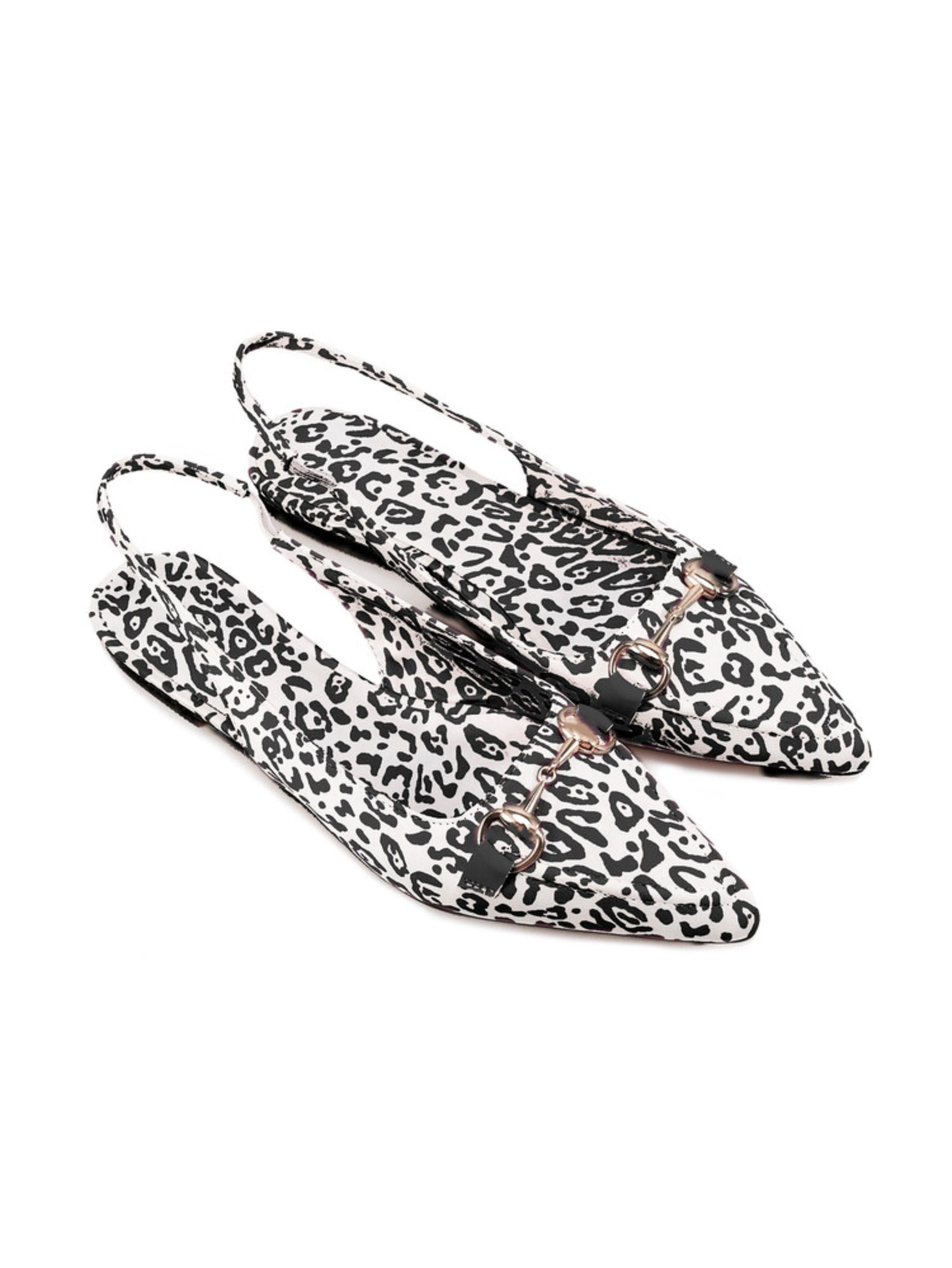 Animal Print Slingback Flat Sandals for Women