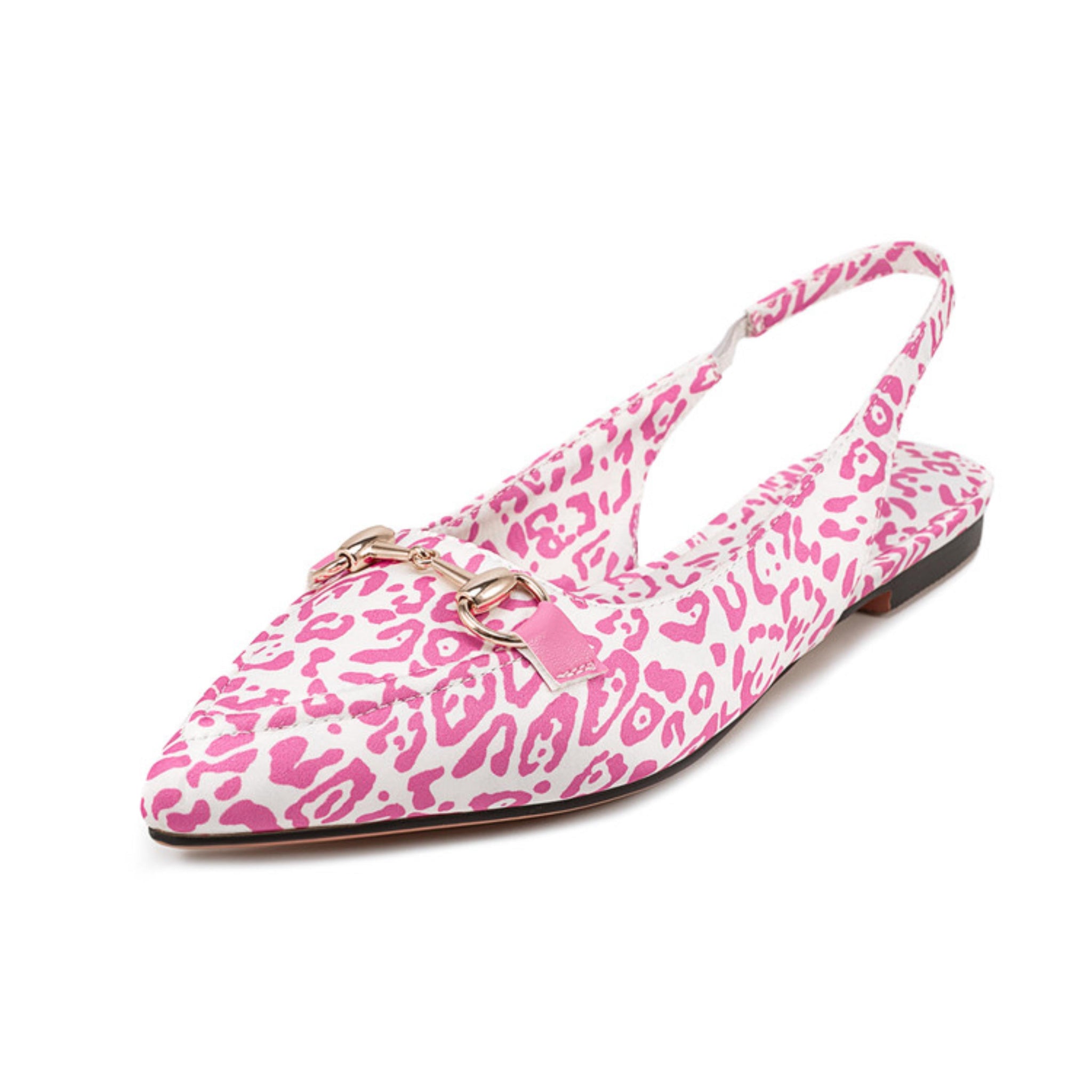 Leopard Chic Flat Pink Sandals for Women