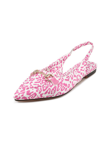 Leopard Chic Flat Pink Sandals for Women