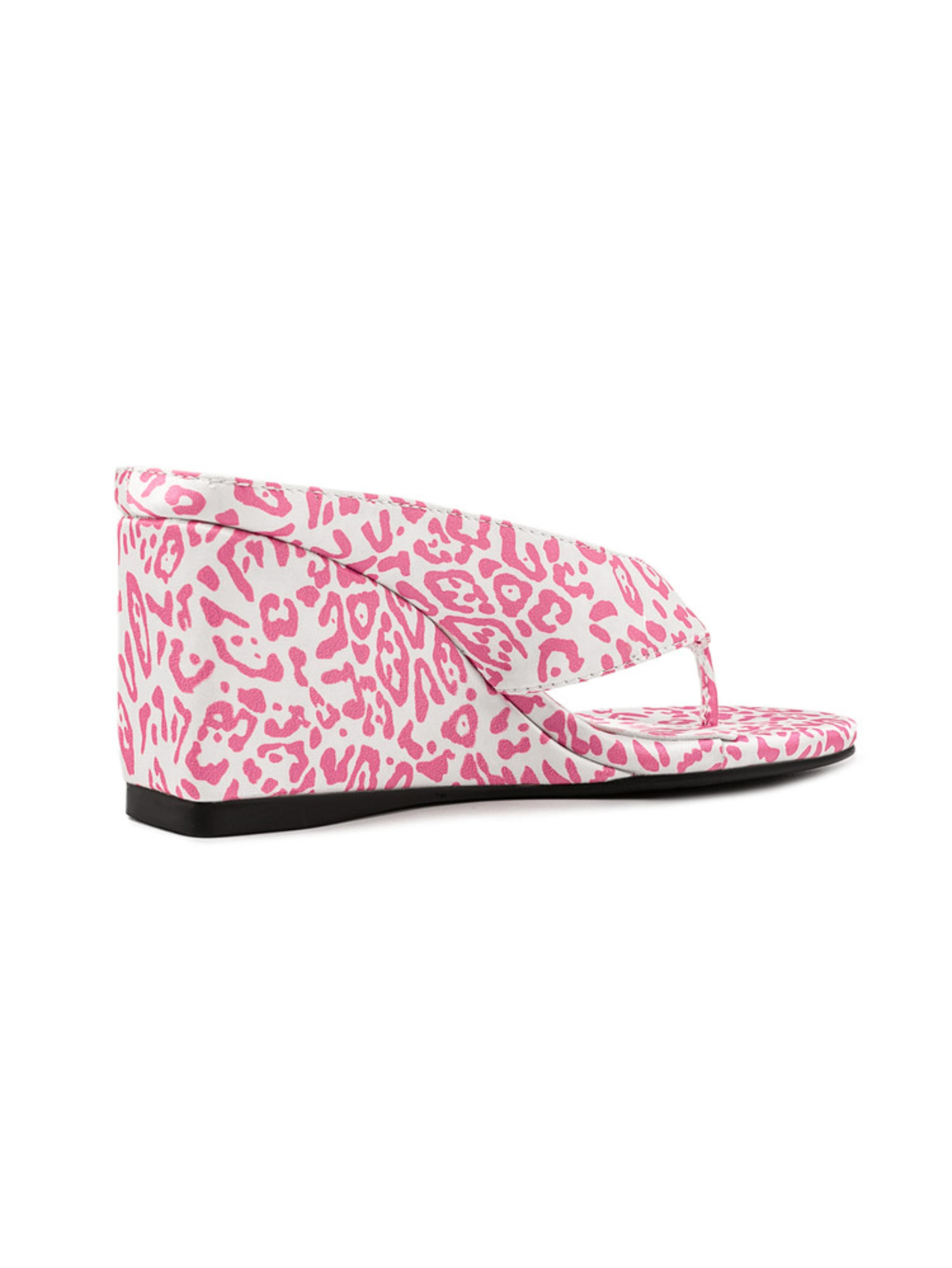Trendy Pink Leopard Print Women Wedge Sandals