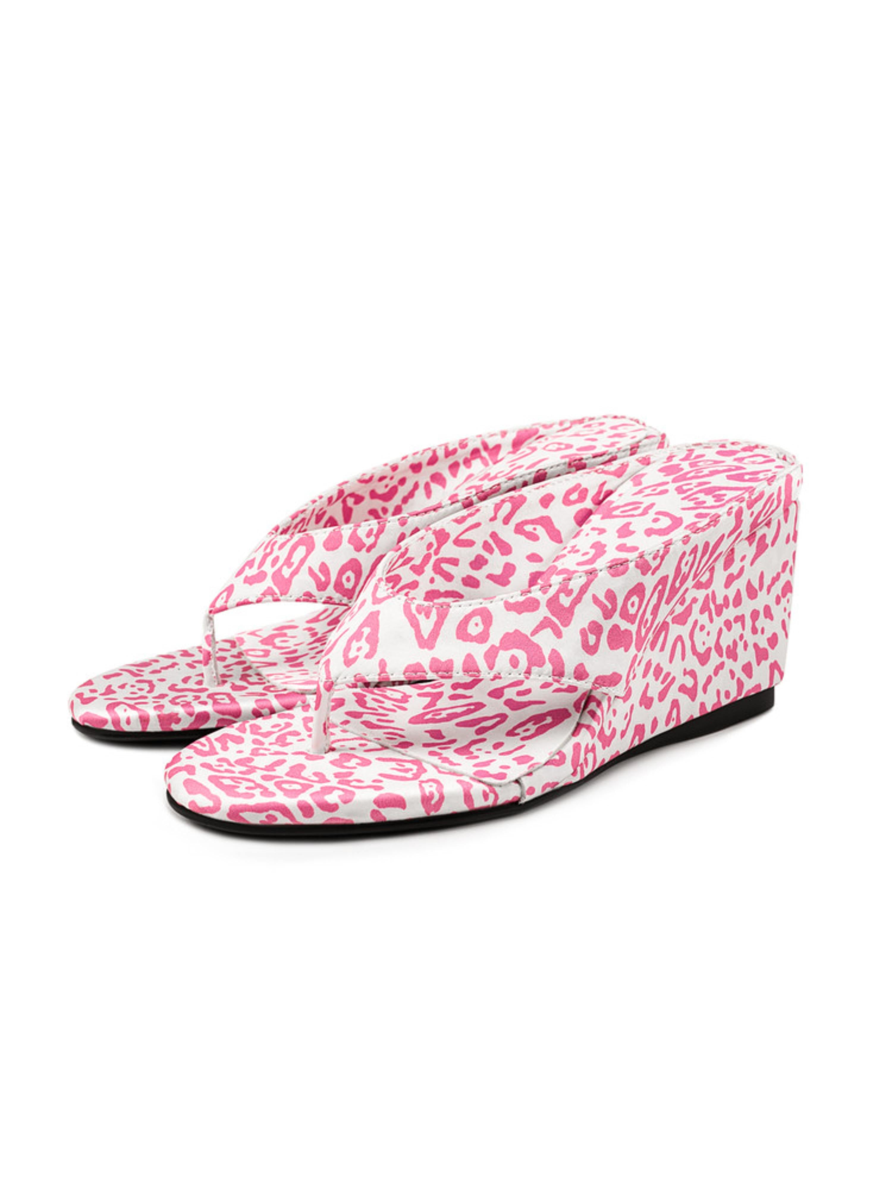 Trendy Pink Leopard Print Women Wedge Sandals