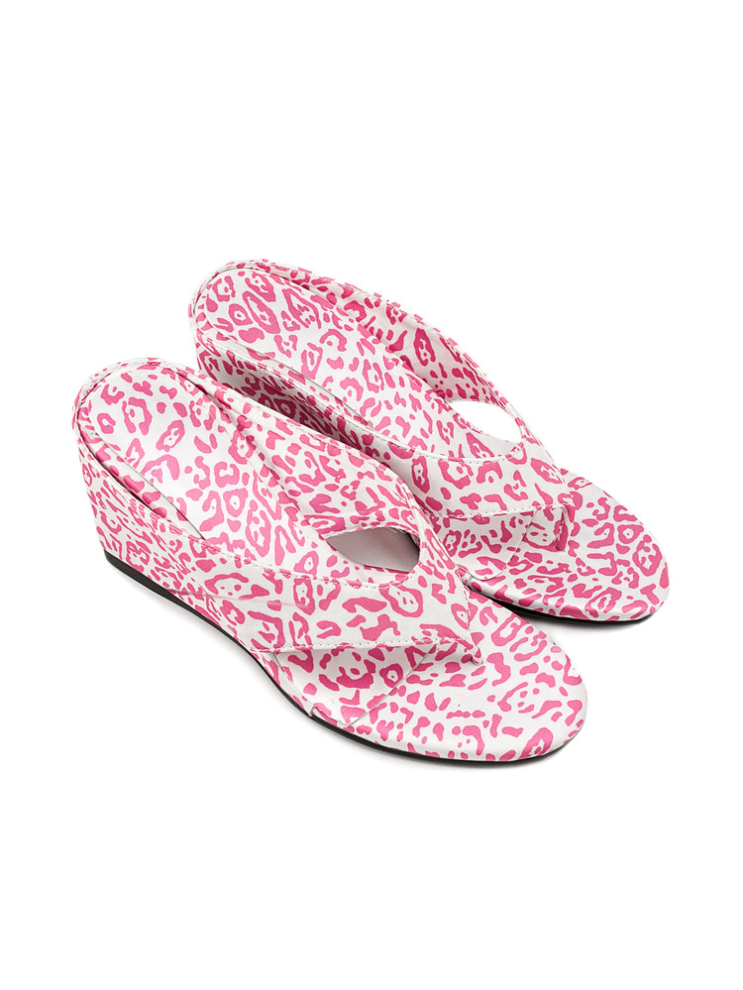 Trendy Pink Leopard Print Women Wedge Sandals