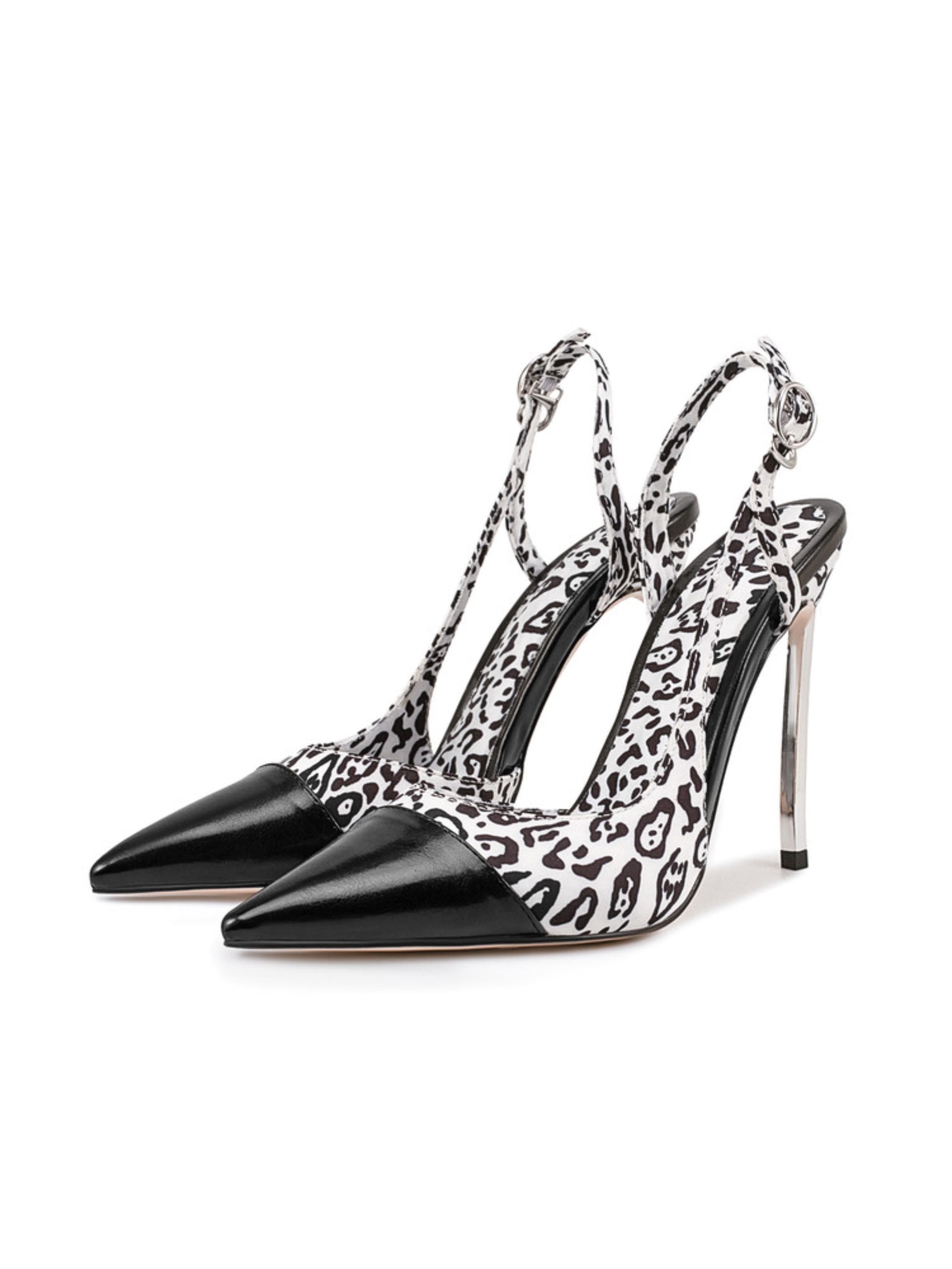 Bold Animal Print Chic Women Black Sandals