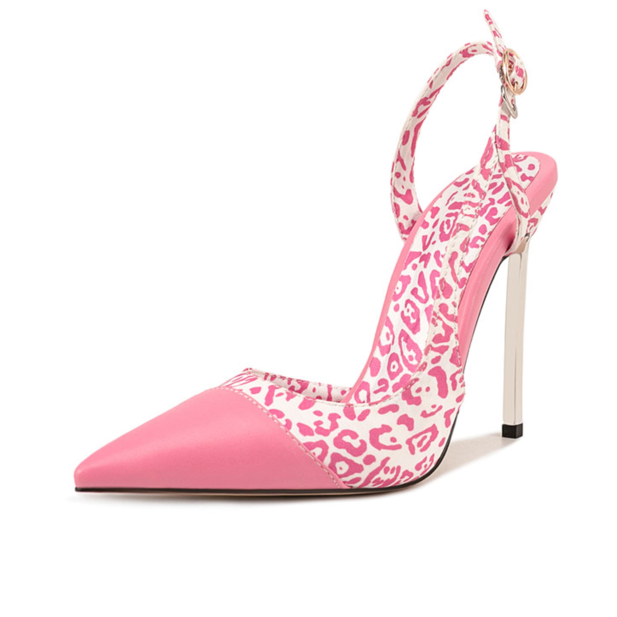 Gorgeous Animal Print Slingback Stiletto Pink Sandals for Women