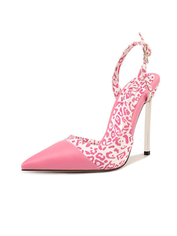 Gorgeous Animal Print Slingback Stiletto Pink Sandals for Women