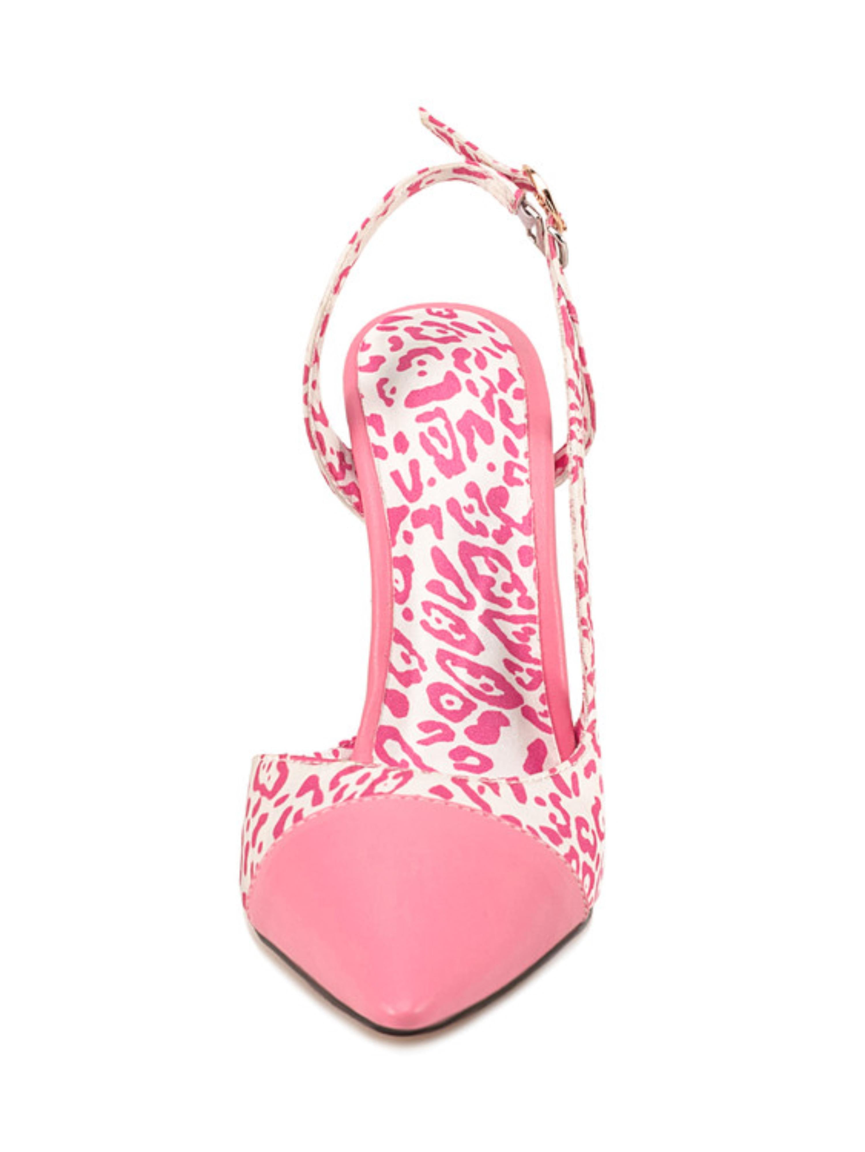 Gorgeous Animal Print Slingback Stiletto Pink Sandals for Women